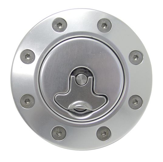 Ridetech Billet aluminum gas cap for 1967-1968 Camaro, locking, anodized Silver. 81000032