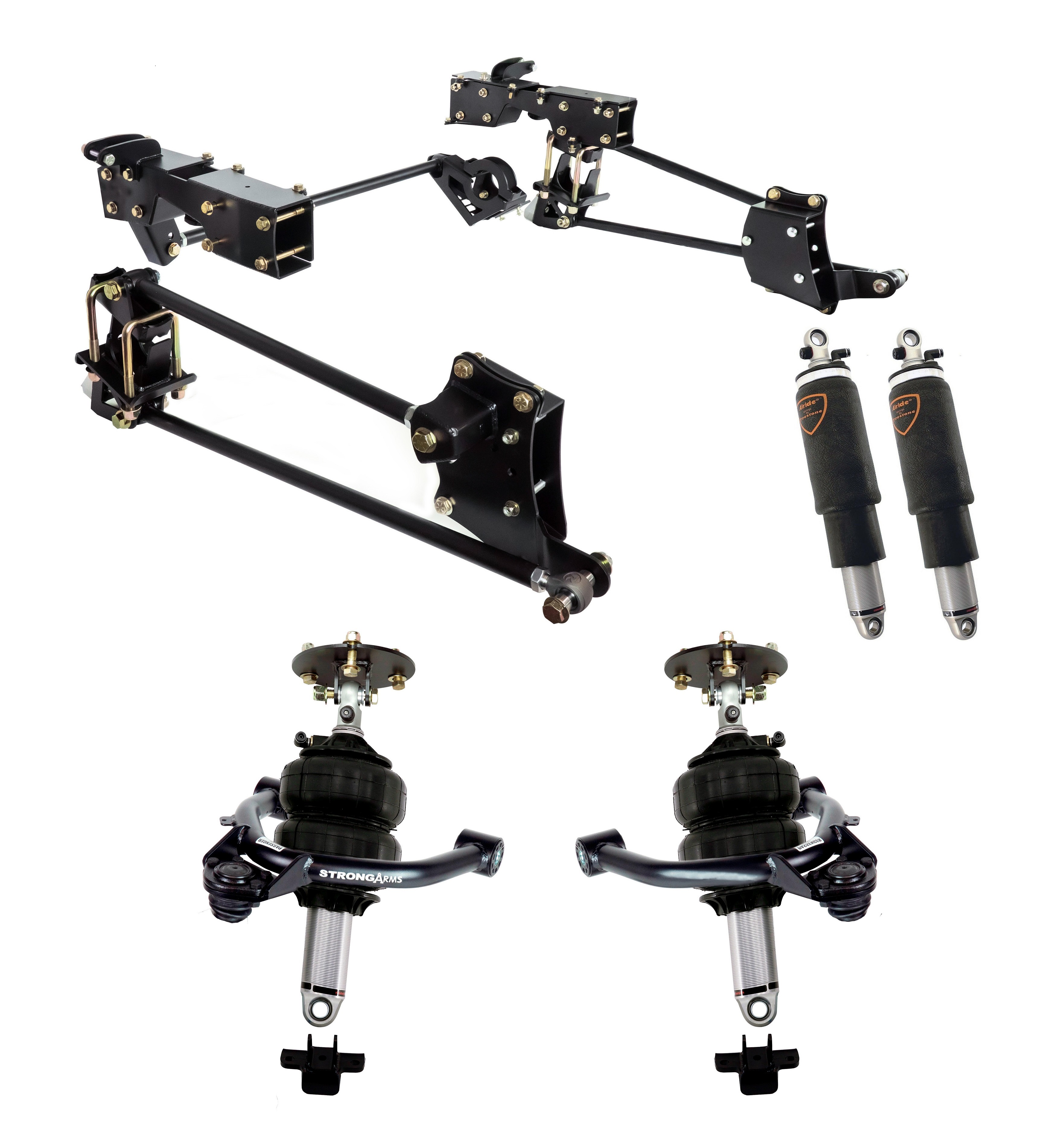 Ridetech HQ Air Suspension System for 2014-2018 GM 1500 w/ OE stamped steel or alu. arms. 11710296