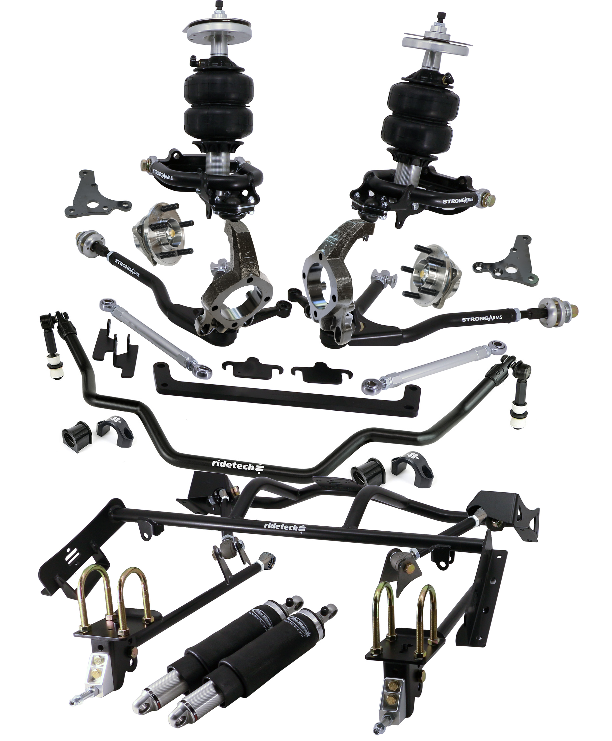 Ridetech HQ Air Suspension System with hub spindles for 1964-1966 Mustang. 12090296