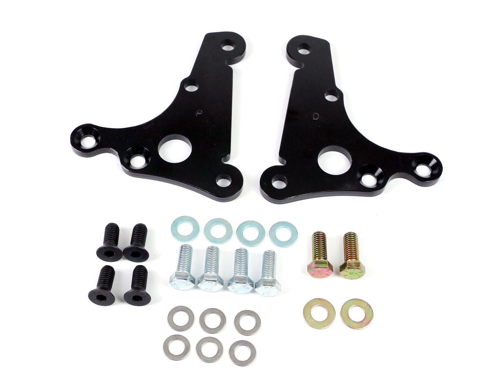 Ridetech Front caliper brackets for S550 brakes with Ridetech 79-93 Mustang SLA. 12129509