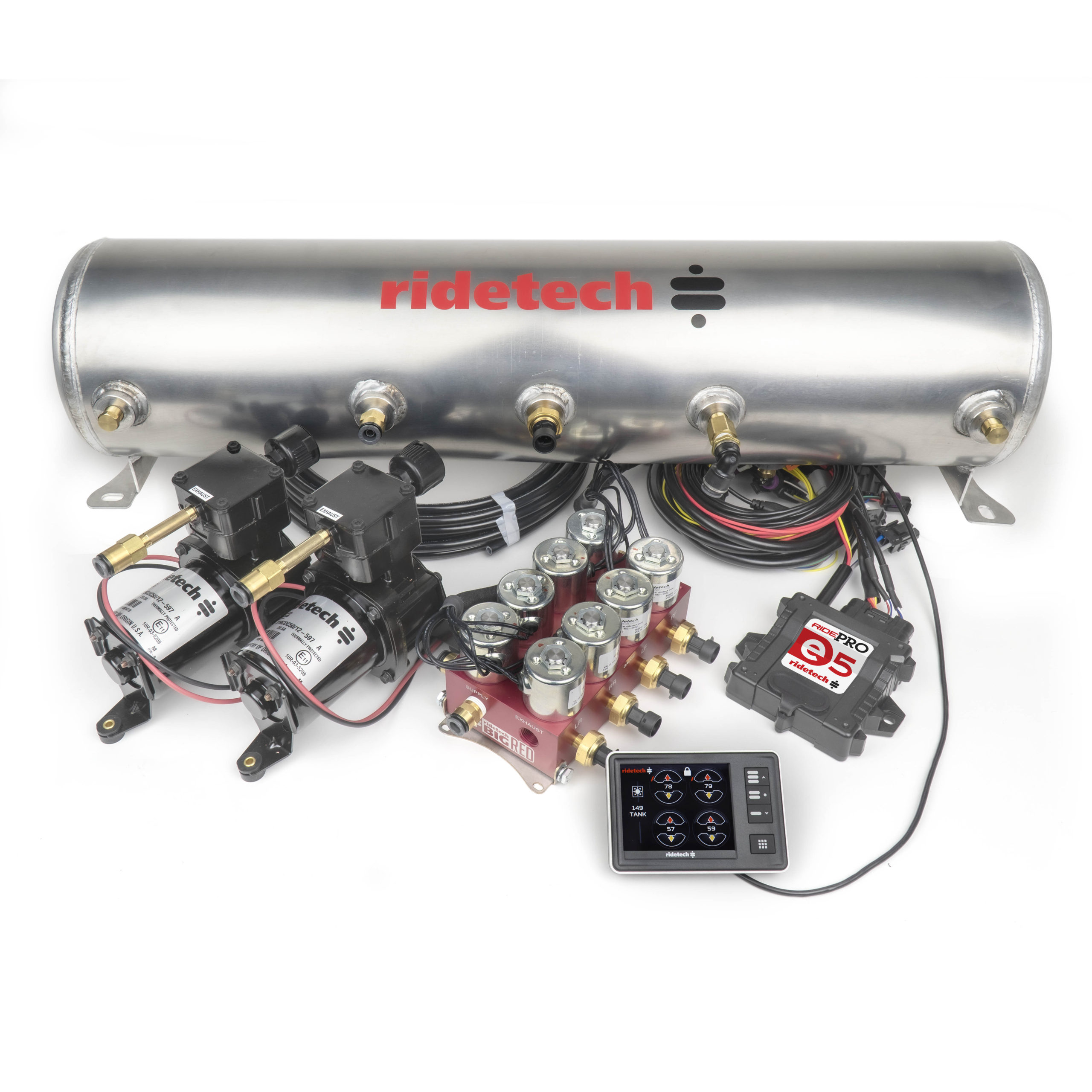 Ridetech BigRed RidePro E5 air suspension control system with 5 gallon tank. 30534700