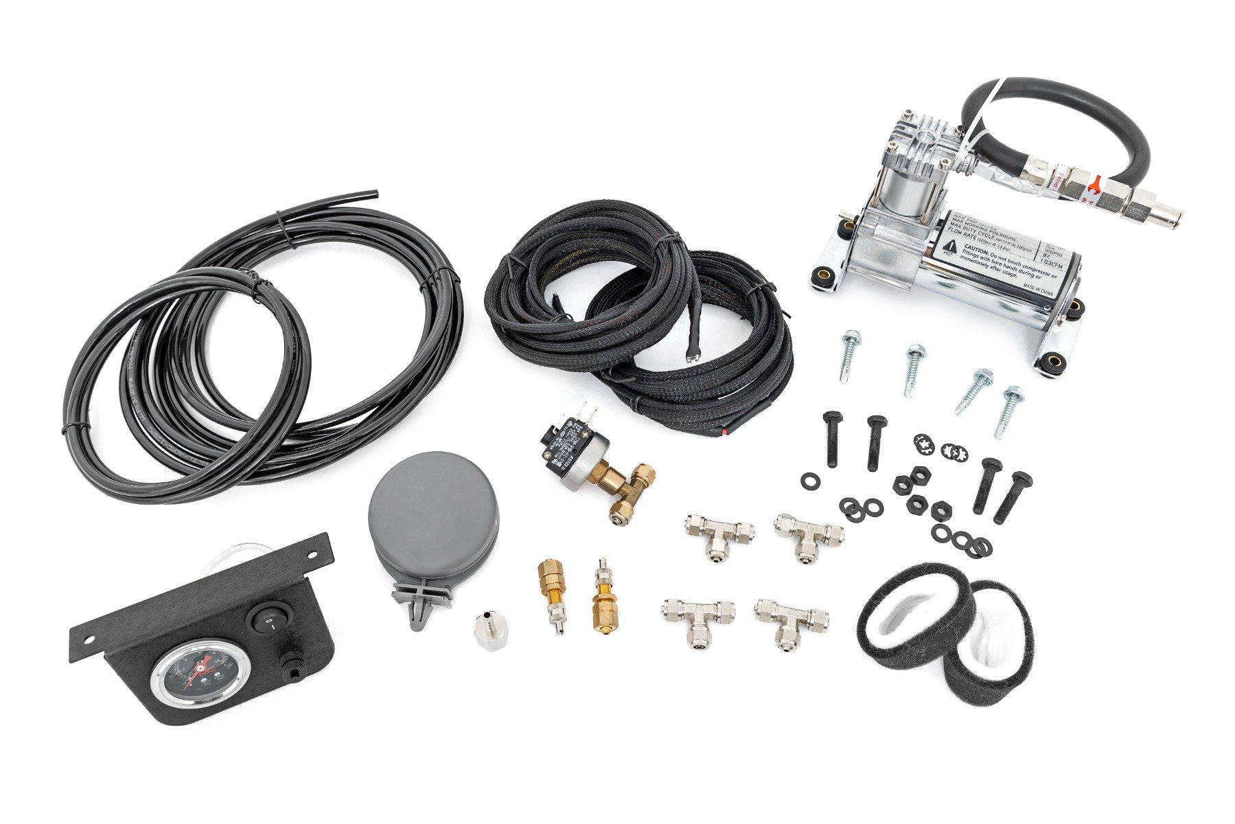 Rough Country Onboard Air Bag Compressor Kit w/Gauge 10100