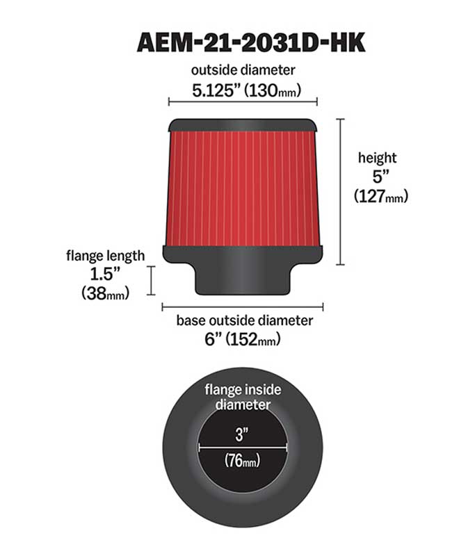 AEM Induction AEM DryFlow Air Filter 21-2031D-HK