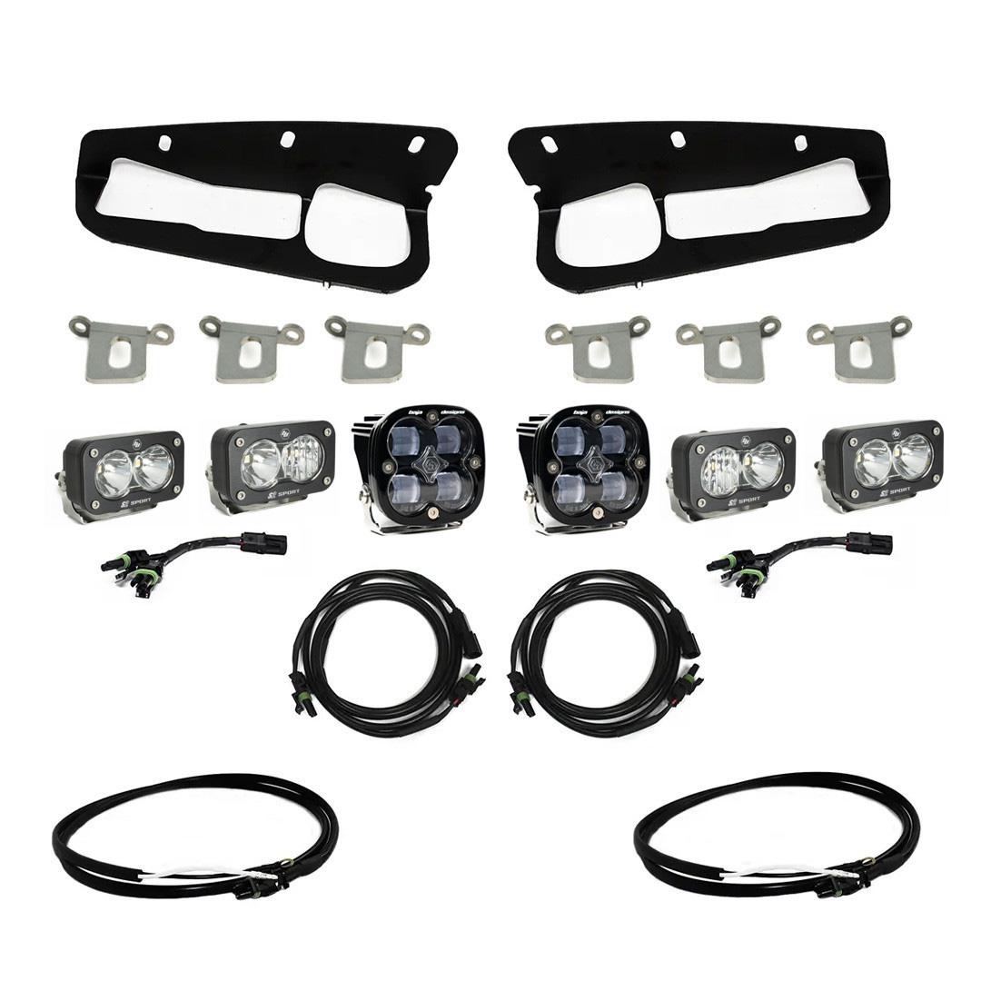 Baja Designs Squadron SAE/Dual S2 Sport Steel Bumper Fog Pocket Light Kit 447761UP