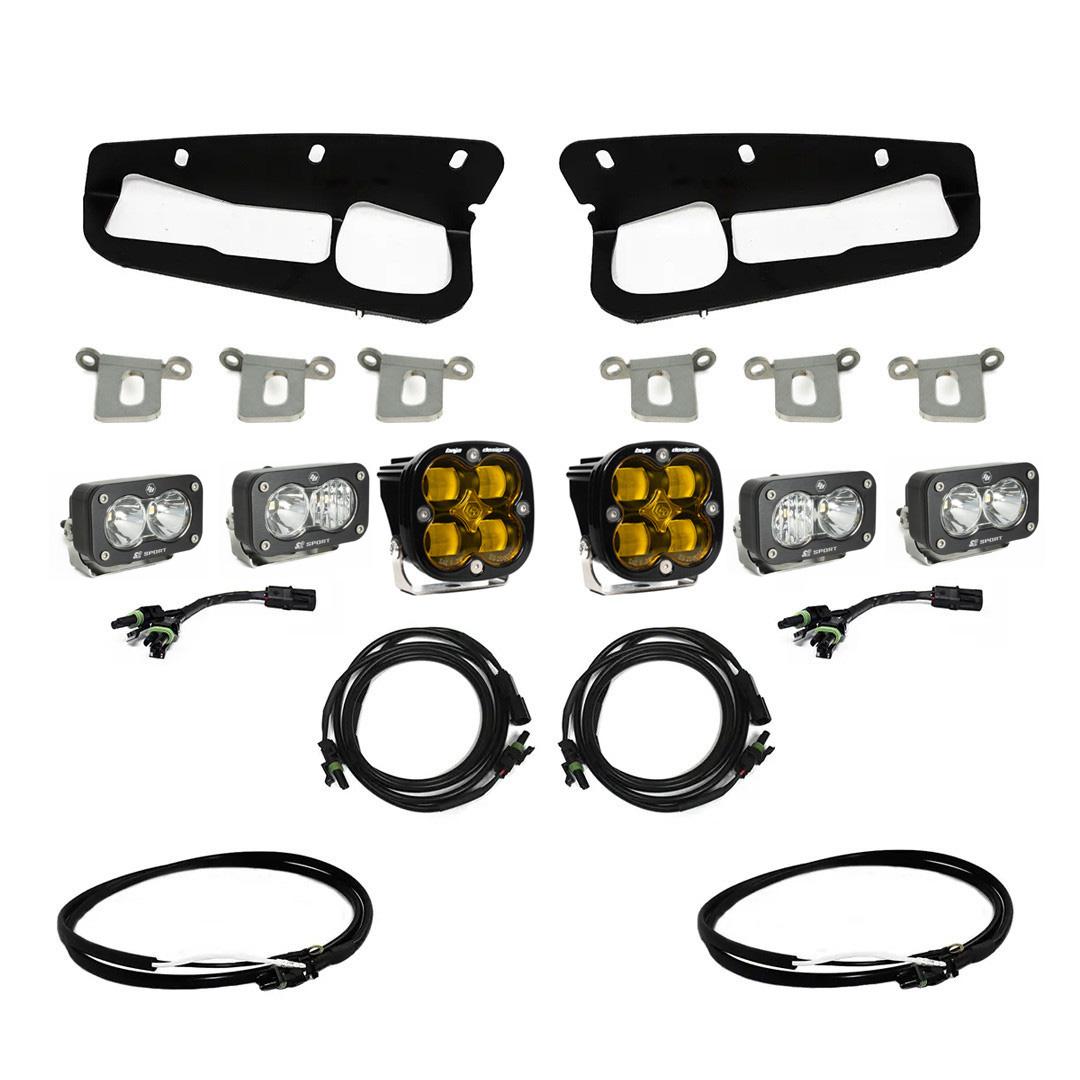 Baja Designs Squadron SAE/Dual S2 Sport Steel Bumper Fog Pocket Light Kit 447762UP