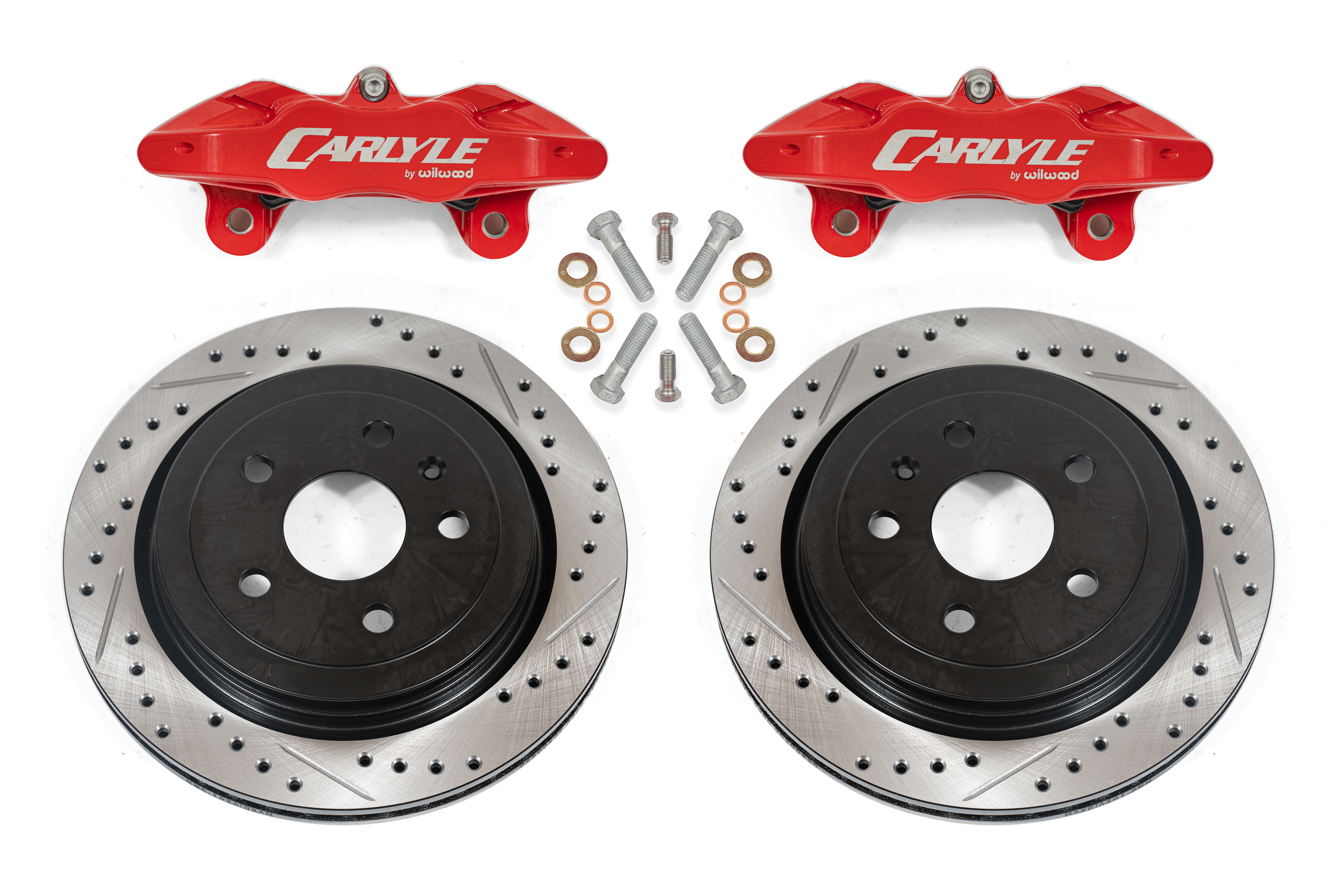 BMR Suspension Brake Kit for 15" Conversion, Drilled and Slotted Rotors, Red Calipers DBK553