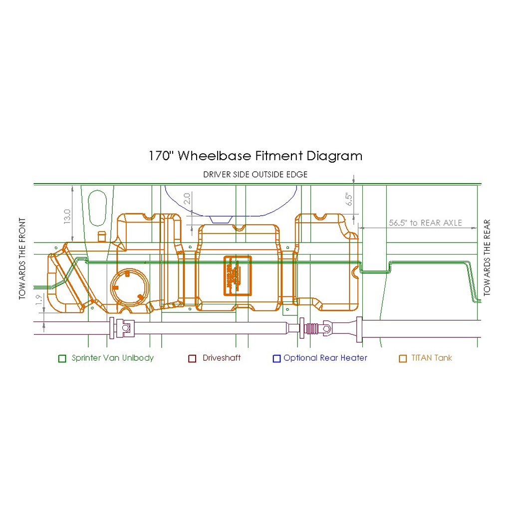 Titan Fuel Tanks XXL Replacement Mid-Ship Fuel Tank 50 Gallon 7050207