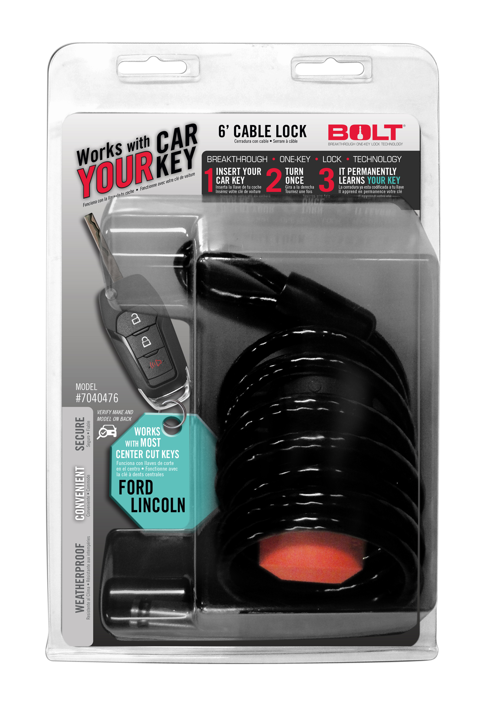 BOLT 6FT. CABLE LOCK FORD CENTER CUT 7040476