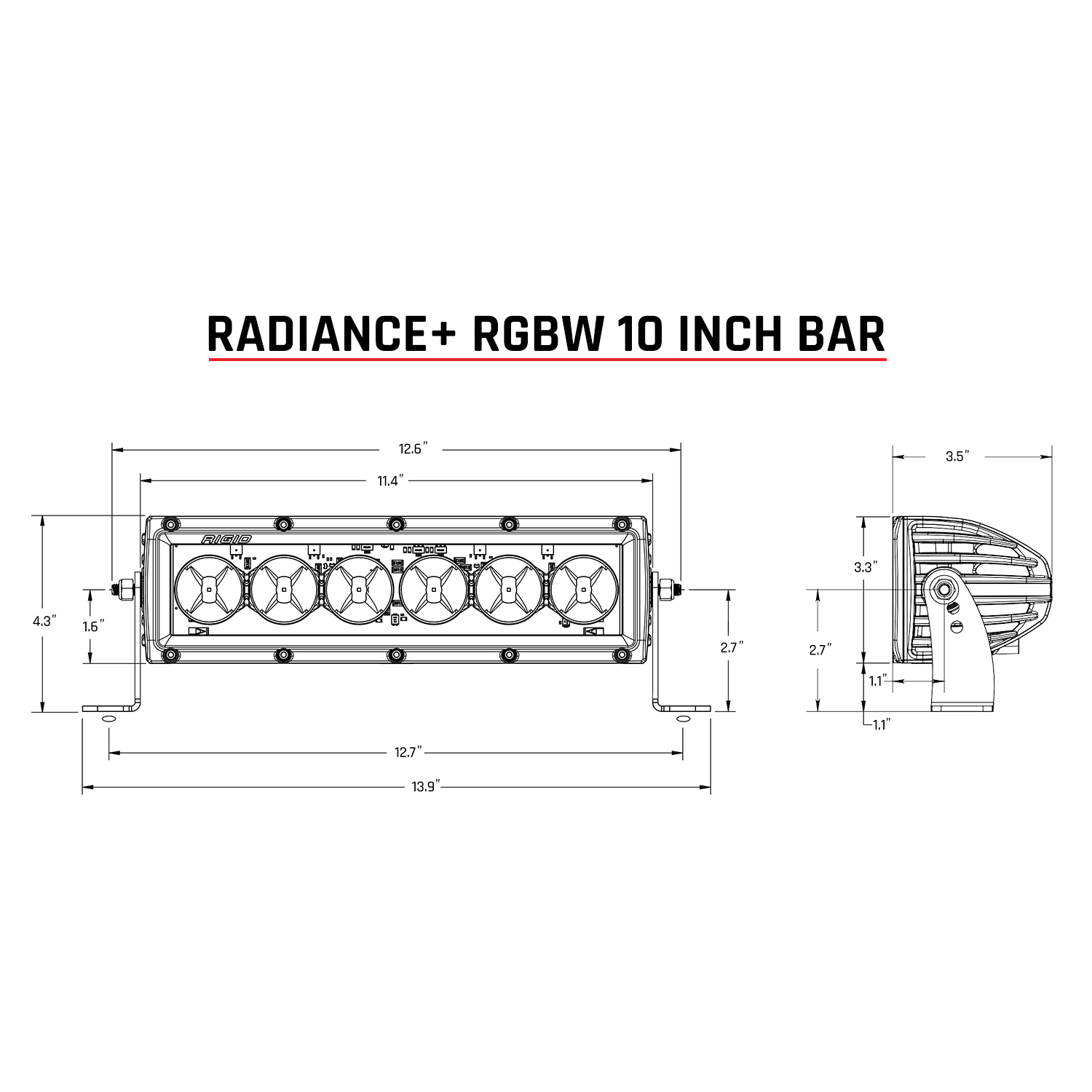 RIGID Industries Radiance+ 10 Inch RGBW Light Bar 210053