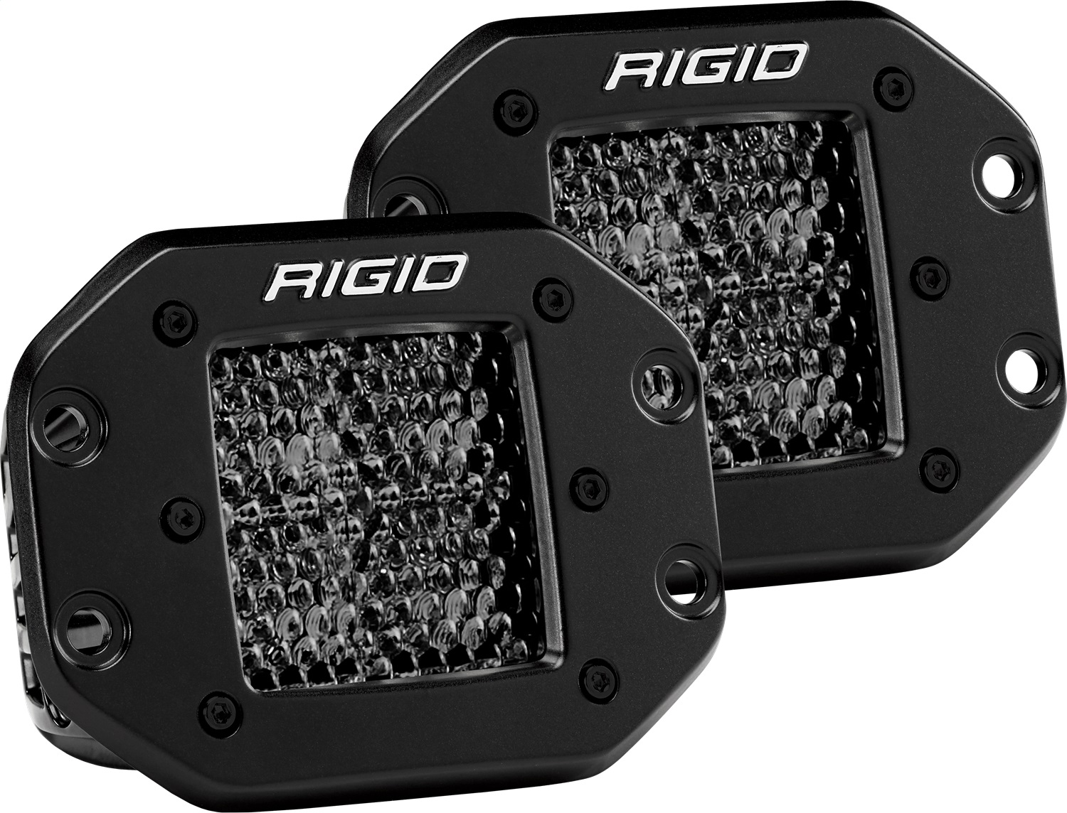 RIGID Industries D-Series PRO Midnight Edition, Spot Diffused, Flush Mount, Pair 212513BLK