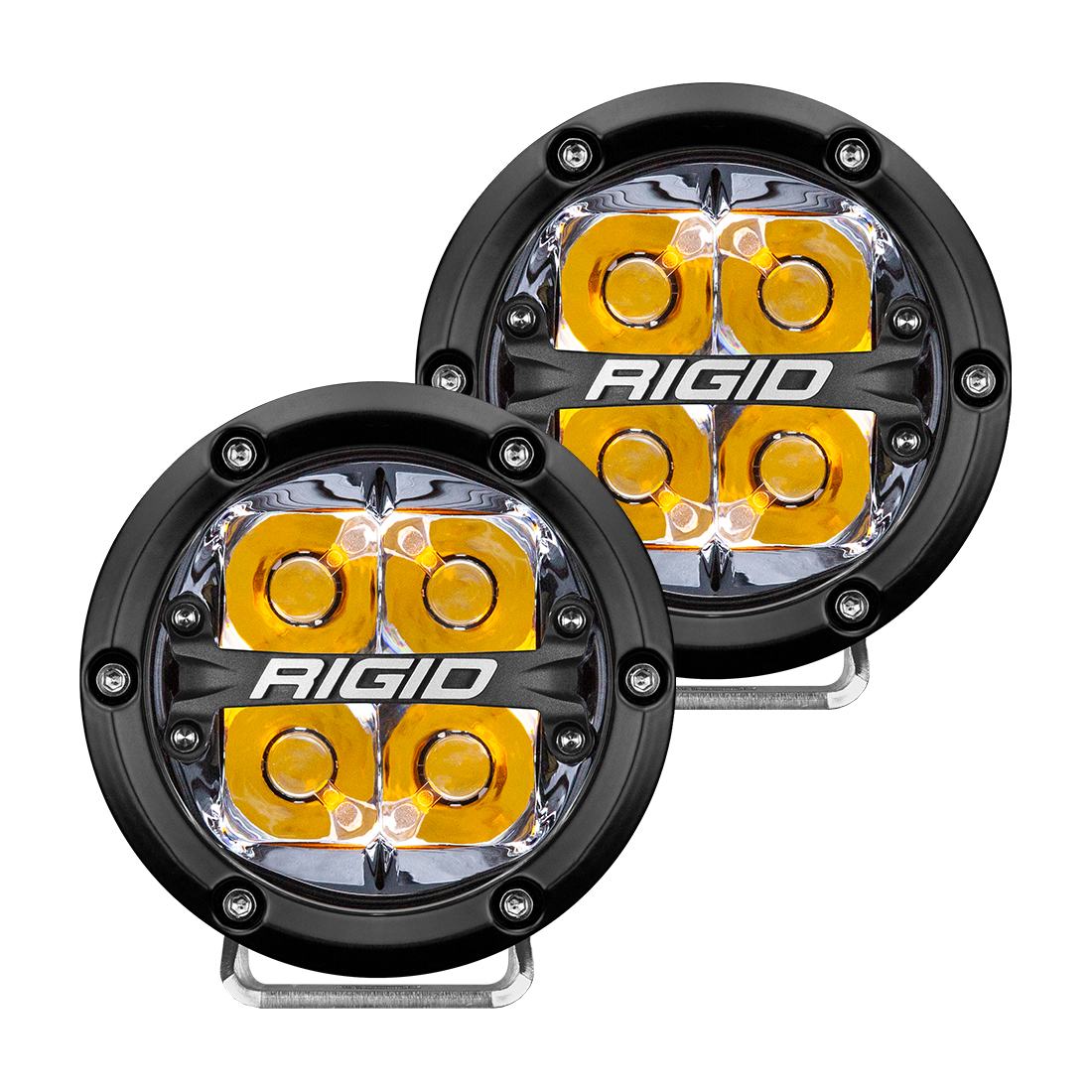 RIGID Industries 360-Series 4 Inch Off-Road LED Light, Spot Beam, Amber Backlight, Pair 36114