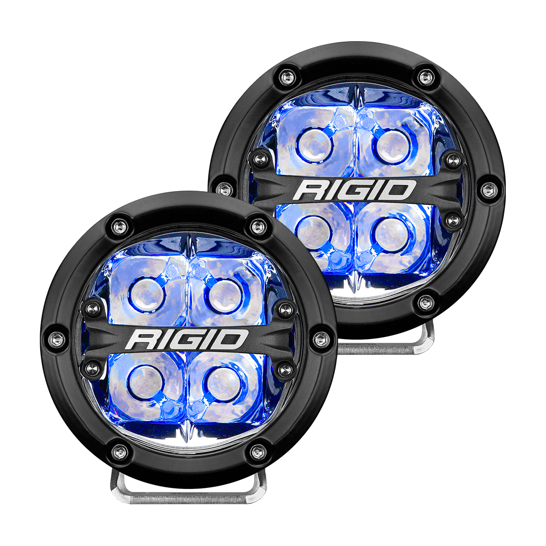 RIGID Industries 360-Series 4 Inch Off-Road LED Light, Spot Beam, Blue Backlight, Pair 36115