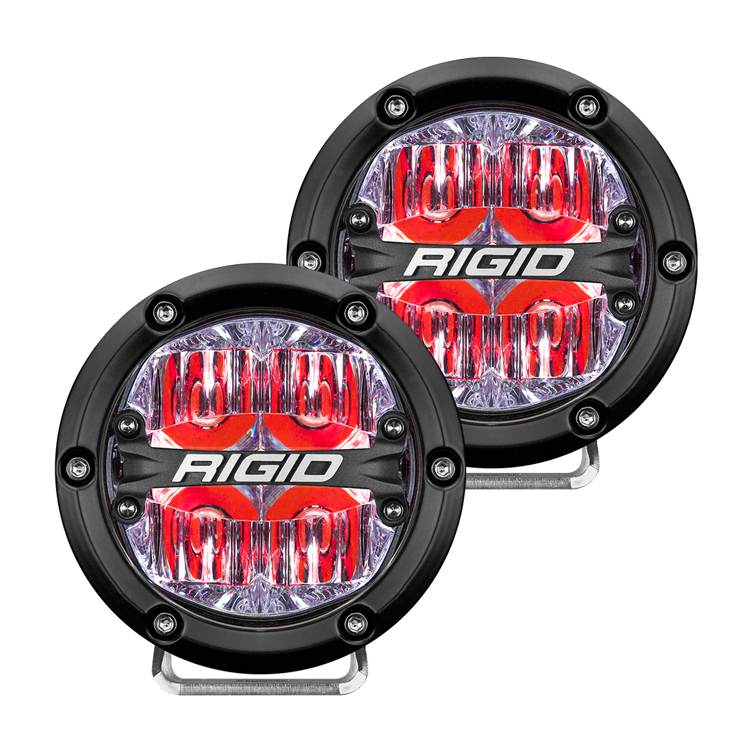 RIGID Industries 360-Series 4 Inch Off-Road LED Light, Drive Beam, Red Backlight, Pair 36116