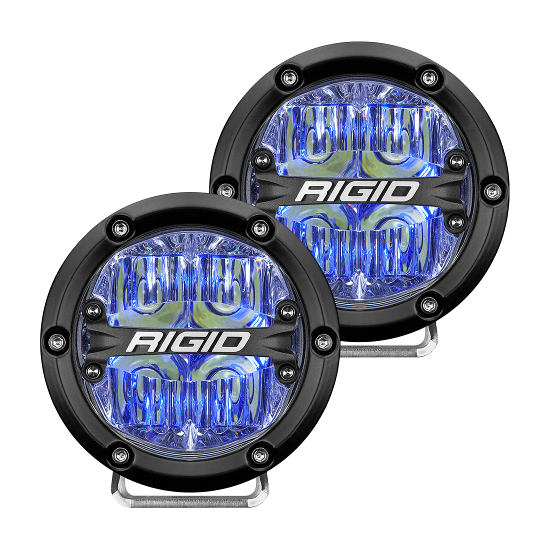 RIGID Industries 360-Series 4 Inch Off-Road LED Light, Drive Beam, Blue Backlight, Pair 36119