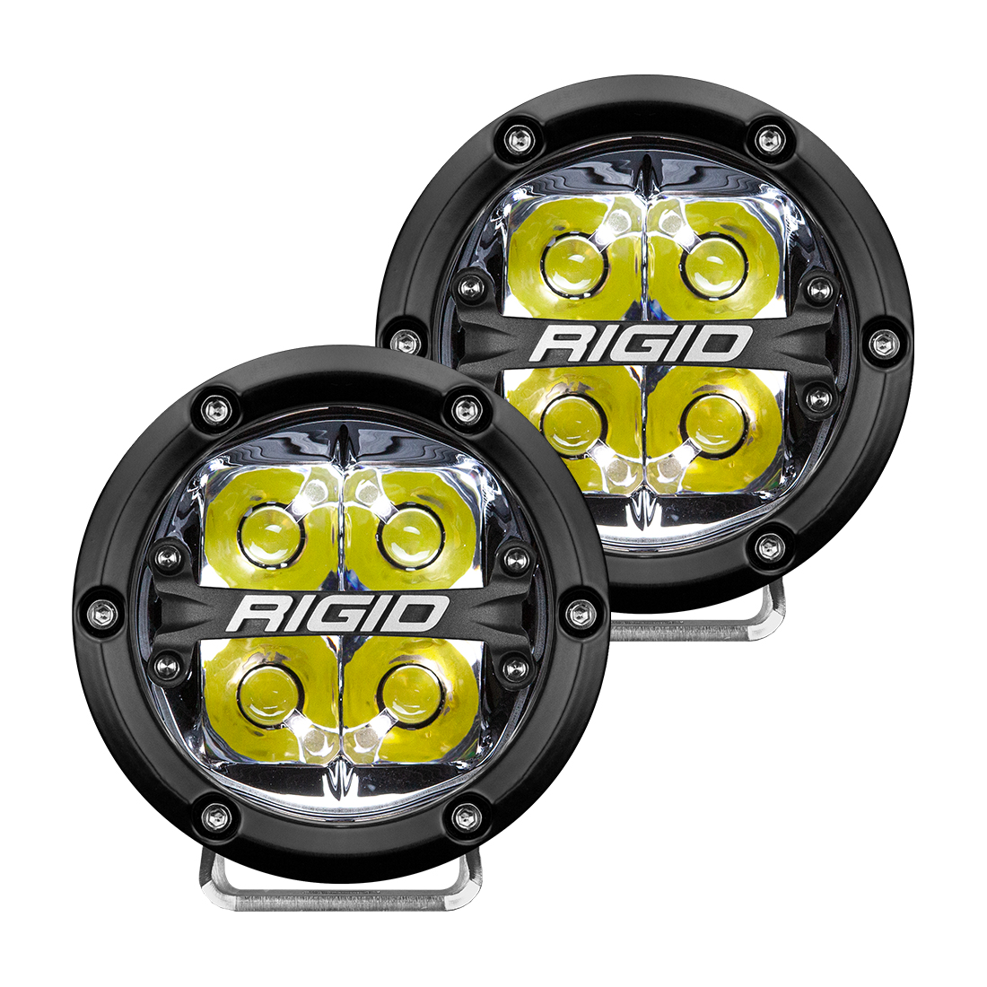RIGID Industries 360-Series 4 Inch Off-Road LED Light, Spot Beam, White Backlight, Pair 36113