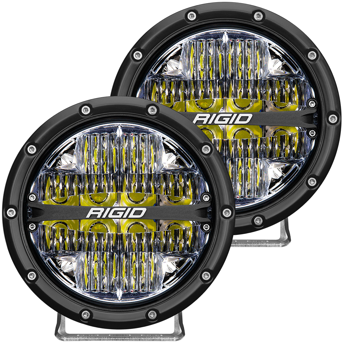 RIGID Industries 360-Series 6 Inch Off-Road LED Light, Drive Beam, White Backlight, Pair 36204