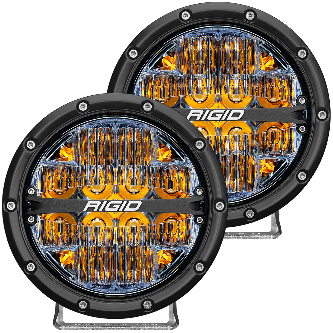 RIGID Industries 360-Series 6 Inch Off-Road LED Light, Drive Beam, Amber Backlight, Pair 36206