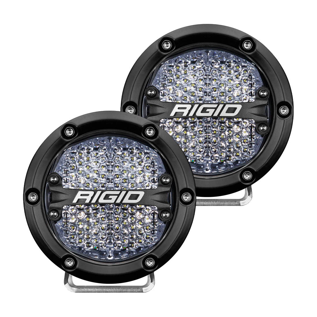 RIGID Industries 360-Series 4 Inch Off-Road LED Light, Diffused Lens, White Backlight, Pair 36208