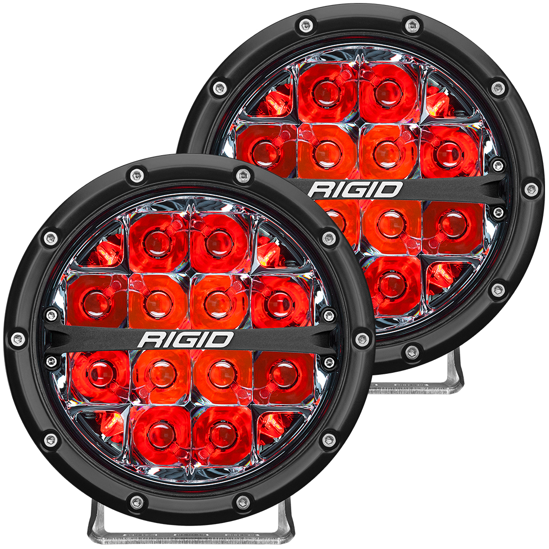 RIGID Industries 360-Series 6 Inch Off-Road LED Light, Spot Beam, Red Backlight, Pair 36203