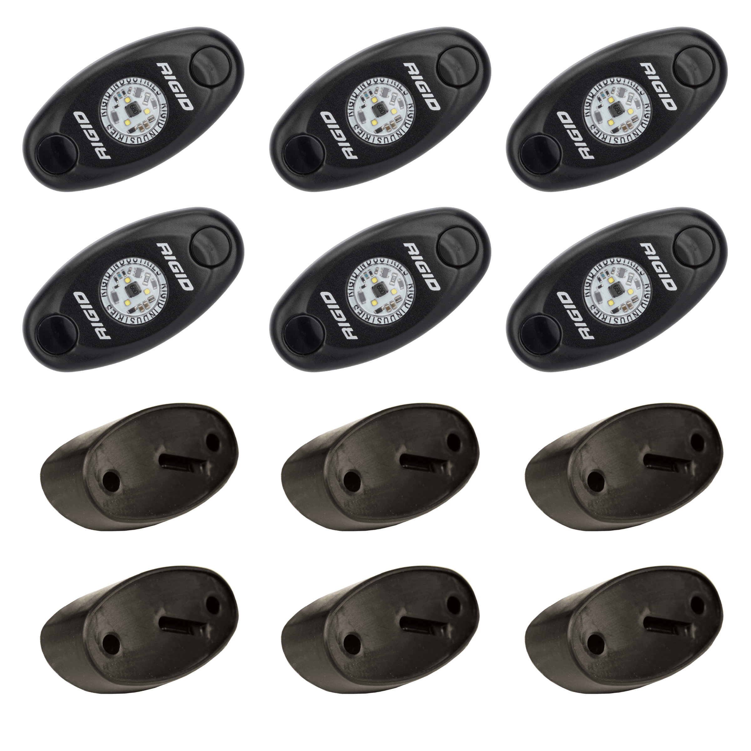 RIGID Industries A-Series LED Universal Rock Light Kit, High Power Cool White, Set Of 6 400253