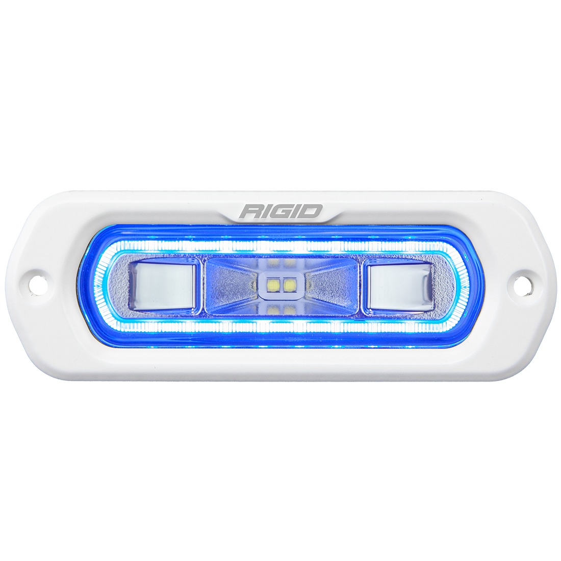 RIGID Industries SR-L Series Marine Spreader Pod, 2 Wire Flush Mount, White W/Blue Halo 51201
