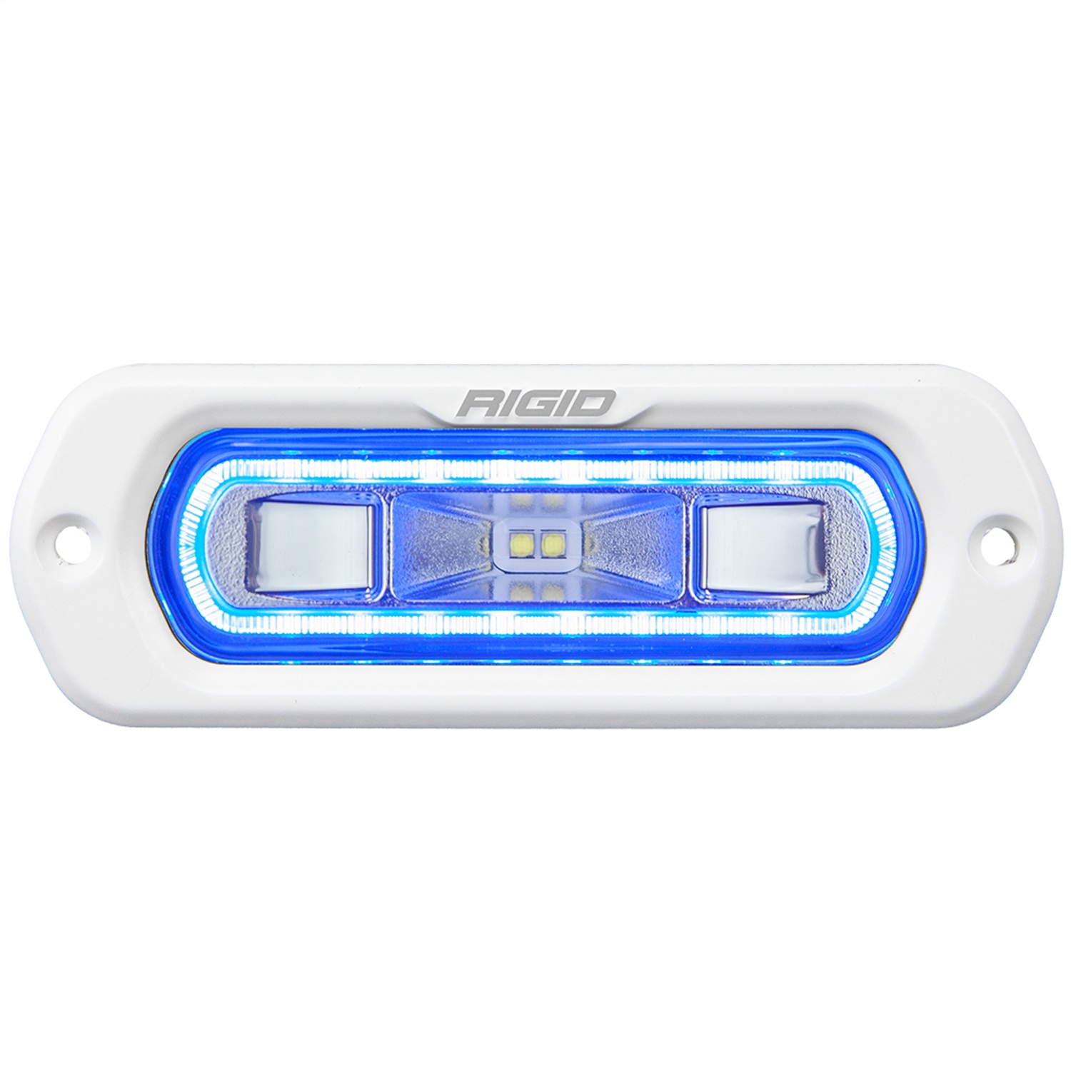 RIGID Industries SR-L Series Marine Spreader Pod, 2 Wire Flush Mount, White W/Blue Halo 51201