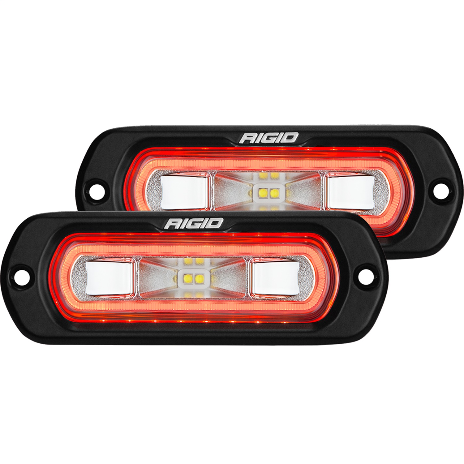 RIGID Industries SR-L Series Off-Road Spreader Pod, Flush Mount, Red Halo, Pair 53222