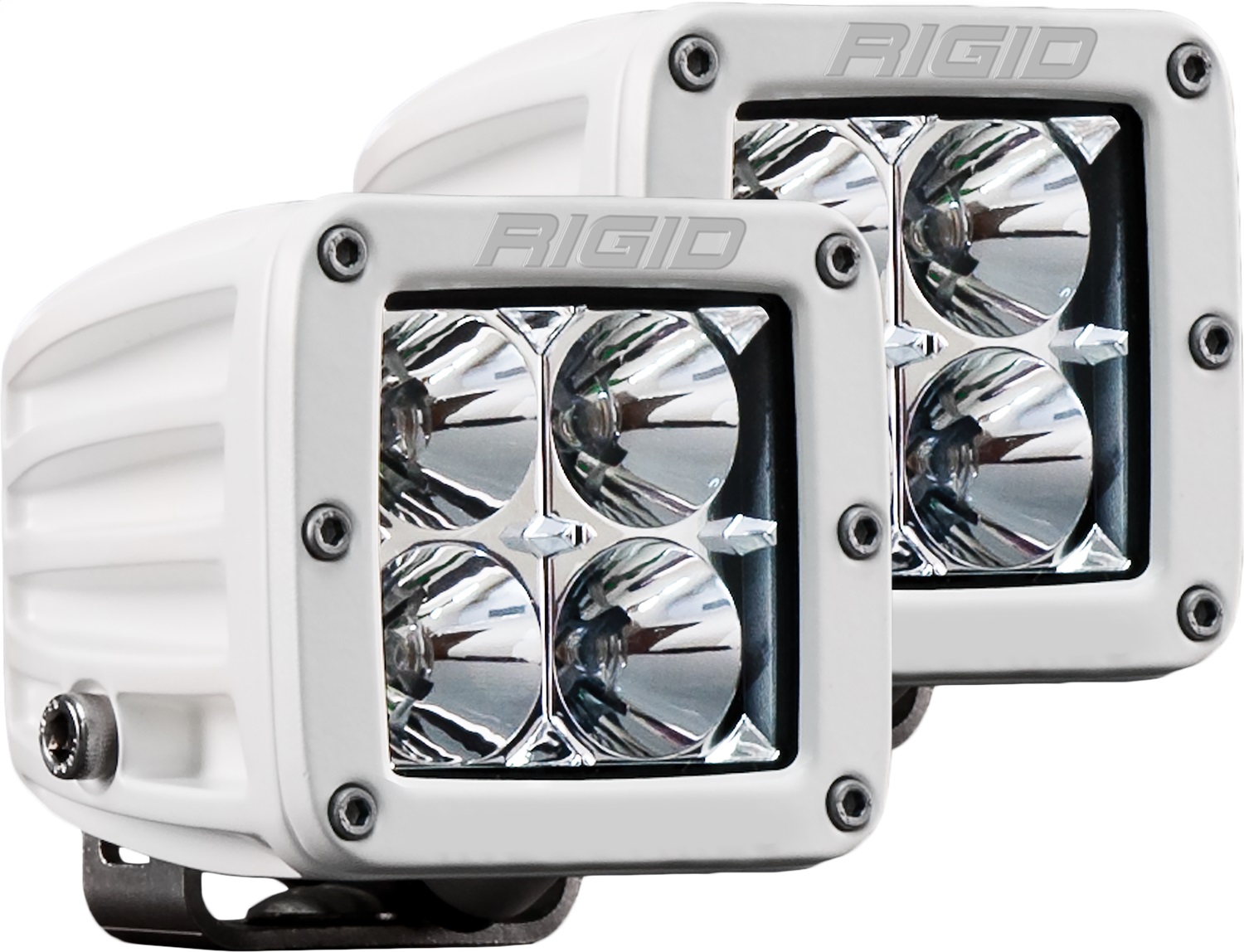RIGID Industries D-Series PRO LED Light, Flood Optic, Surface Mount, White Housing, Pair 602113