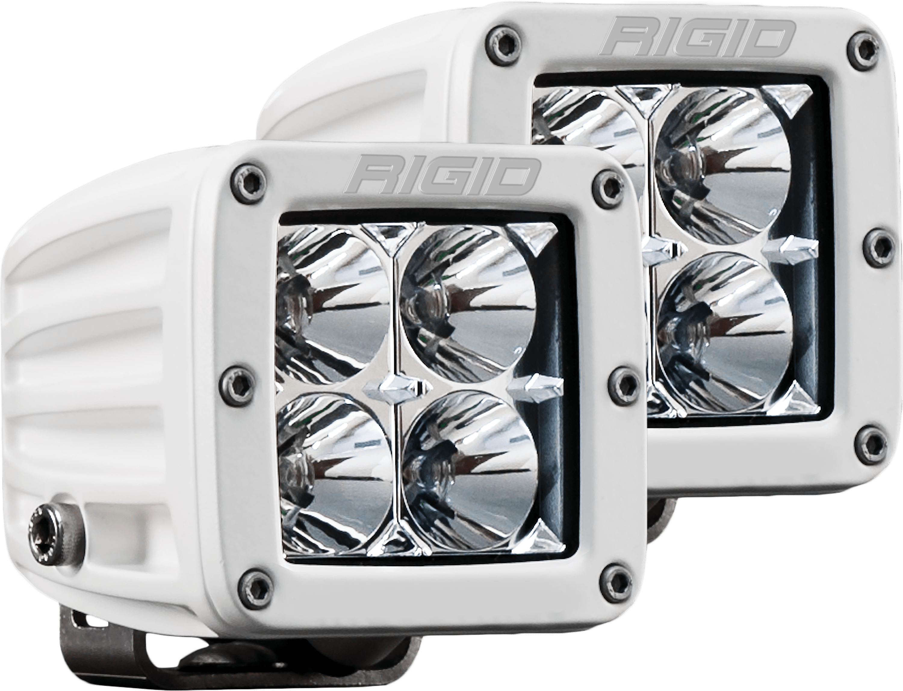 RIGID Industries D-Series PRO LED Light, Flood Optic, Surface Mount, White Housing, Pair 602113