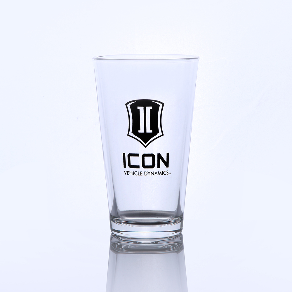 ICON Vehicle Dynamics 16OZ PINT GLASS W/STACKED BLACK ICON LOGO ICON-2140-SL-BL-16OZ