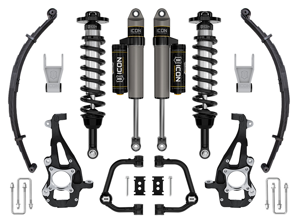 ICON Vehicle Dynamics 21-24 FORD F150 4WD 3.5-4.5" STAGE 2 SUSPENSION SYS TUBULAR UCA / LEAF PACK K93142TL