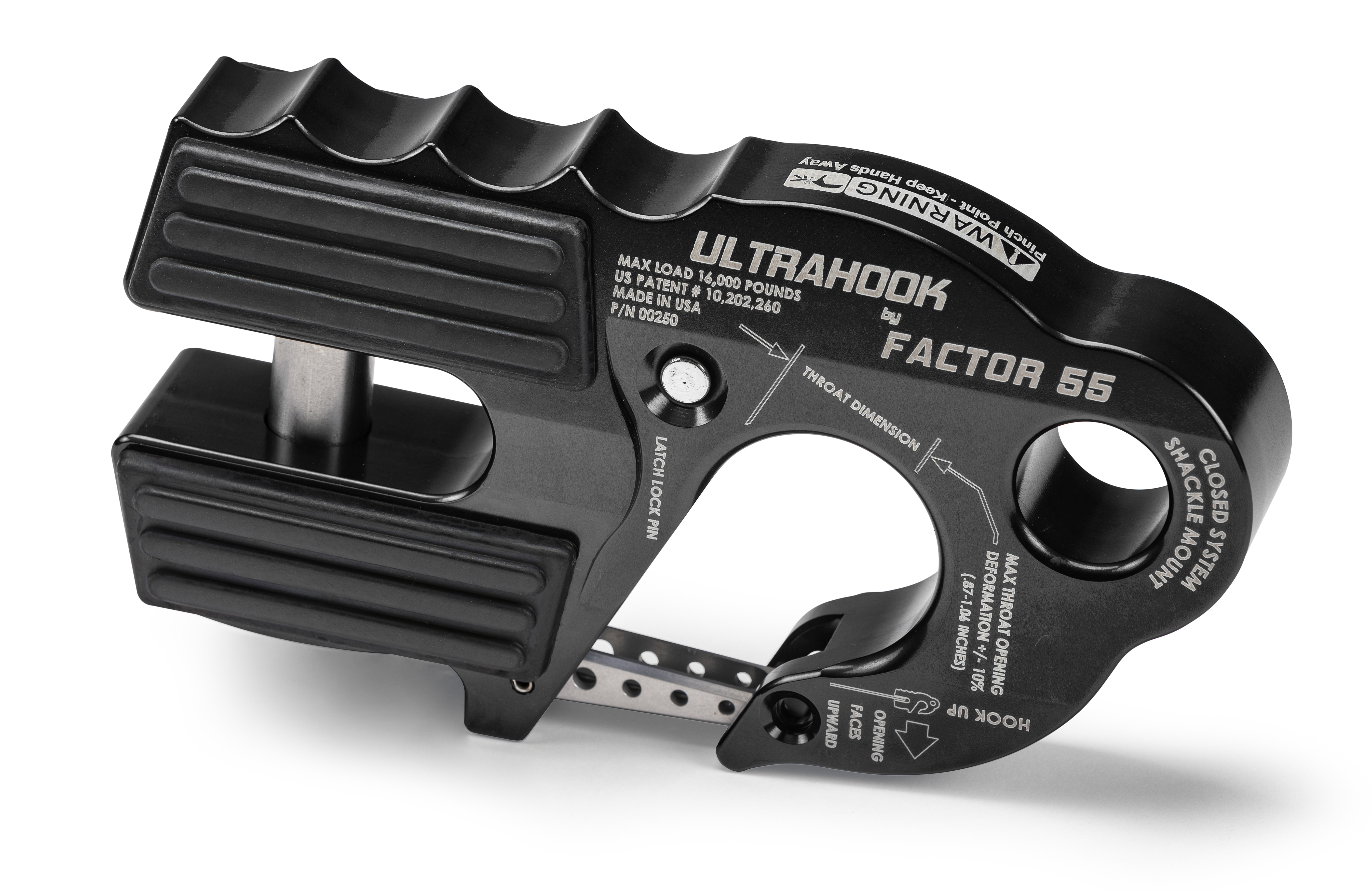 Factor 55 ULTRAHOOK WINCH HOOK WITH SHACKLE MOUNT -- BLACK 00250-04