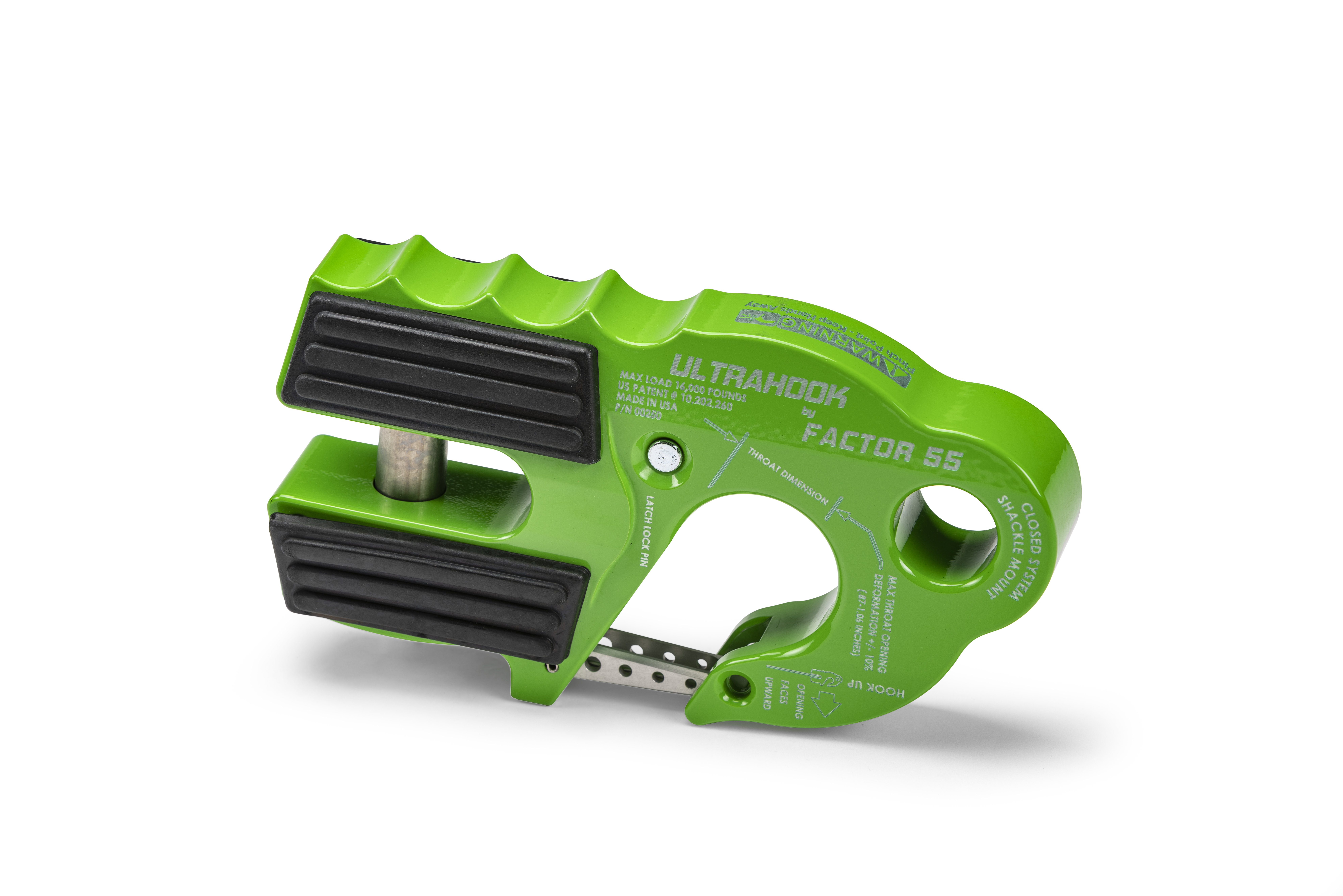 Factor 55 ULTRAHOOK WINCH HOOK WITH SHACKLE MOUNT -- GREEN 00250-08