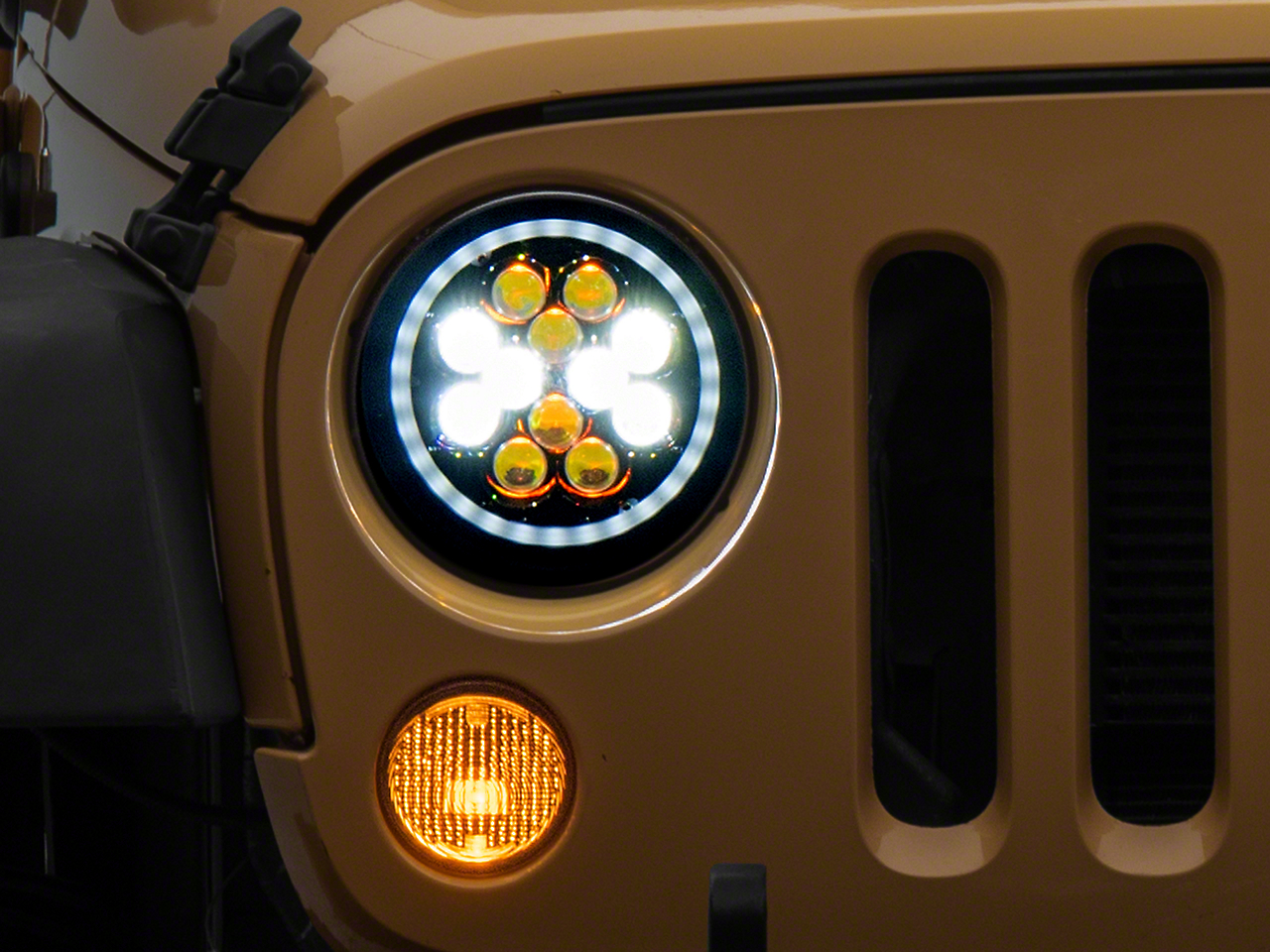 Raxiom Axial Series Spider LED Headlights with Amber DRL and Angel Eye Halo J152602