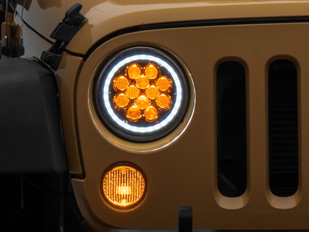Raxiom Axial Series Spider LED Headlights with Amber DRL and Angel Eye Halo J152602