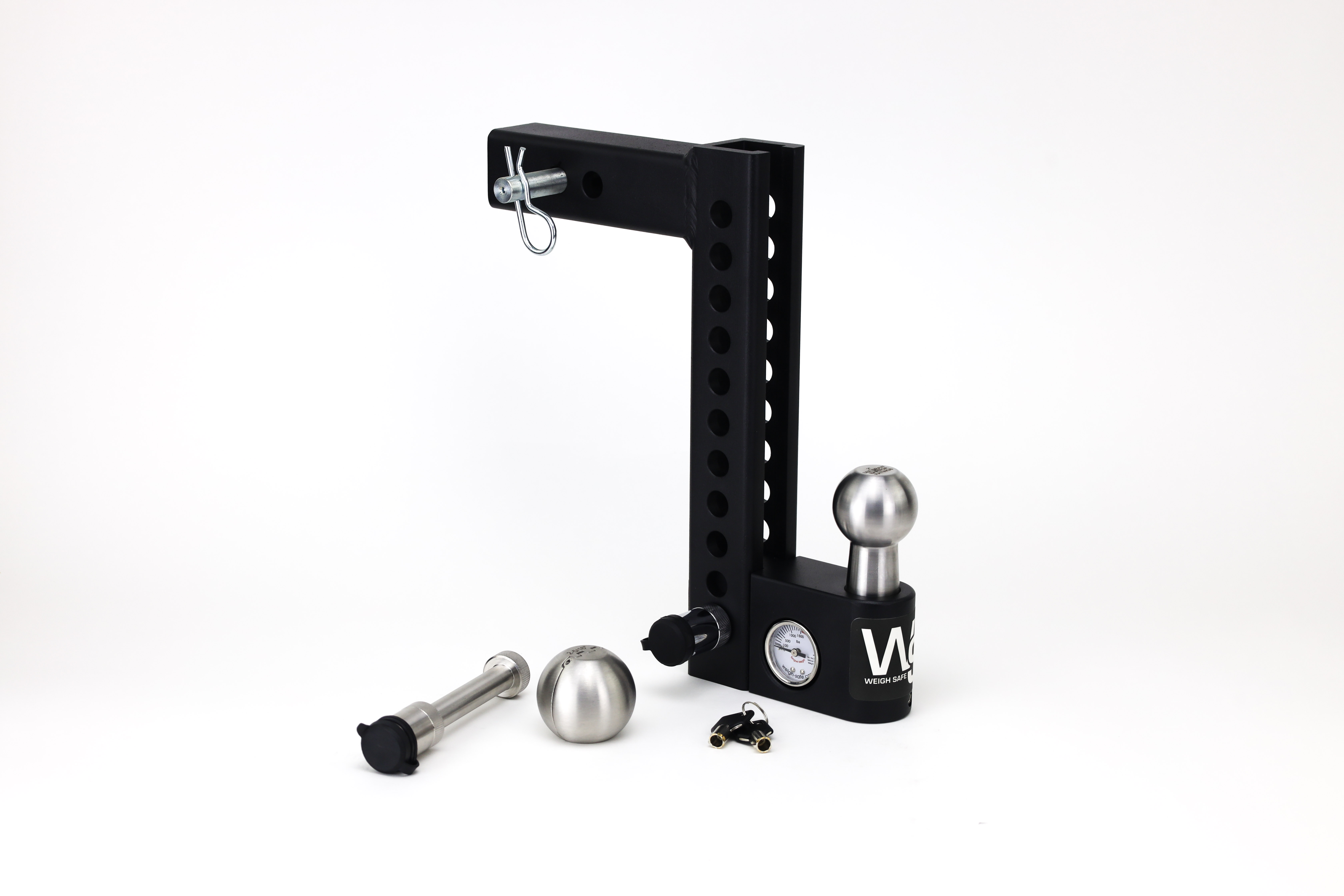 Weigh Safe Aero Hitch Adjustable Ball Mount - 10" Drop Hitch, 2" Shank w/Hitch Pin Lock AWS10-2-KA
