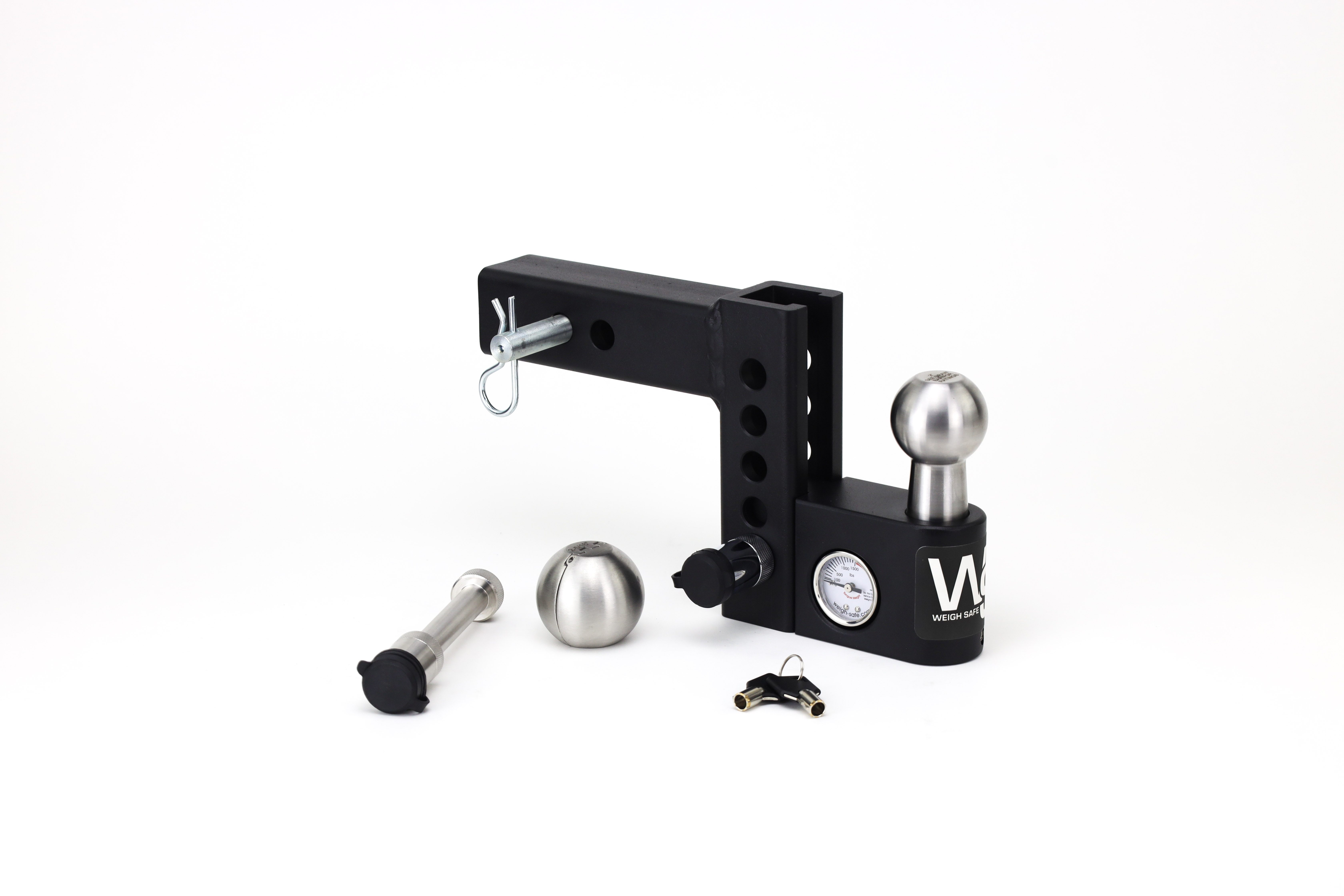 Weigh Safe Aero Hitch Adjustable Ball Mount - 4" Drop Hitch, 2" Shank w/Hitch Pin Lock AWS4-2-KA