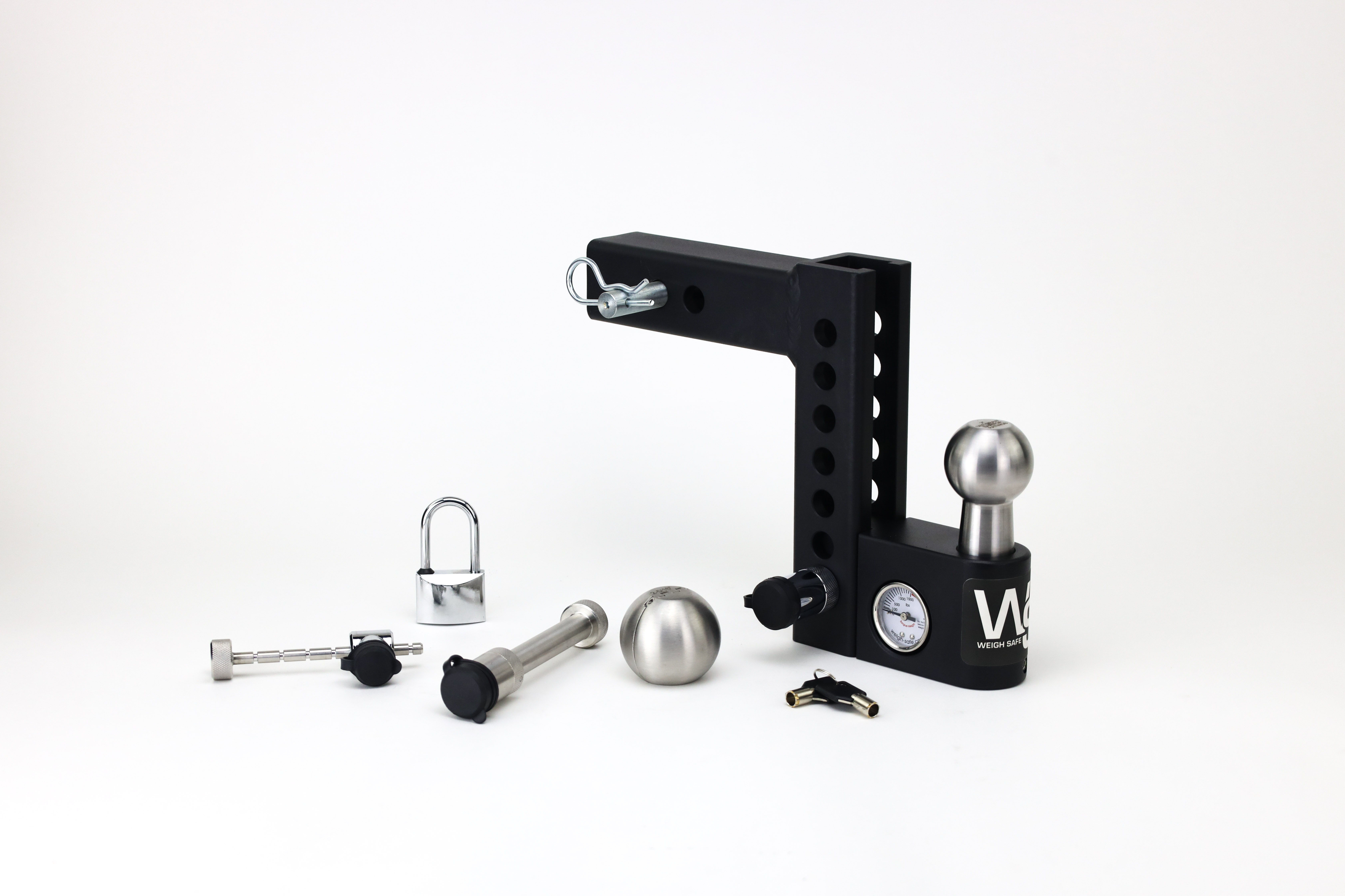 Weigh Safe Aero Hitch Adjustable Ball Mount - 6" Drop Hitch, 2" Shank w/Lock Set AWS6-2-SET
