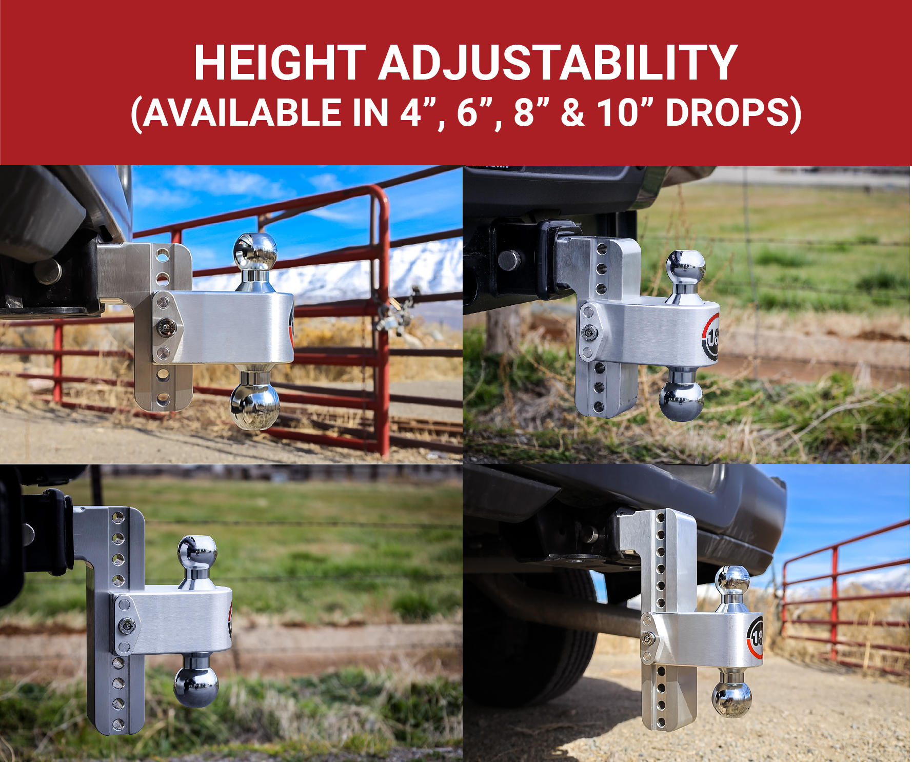 Weigh Safe 180 Hitch - Drop Hitch w/Chrome Combo Ball - 8" Drop for 2" Shank CTB8-2