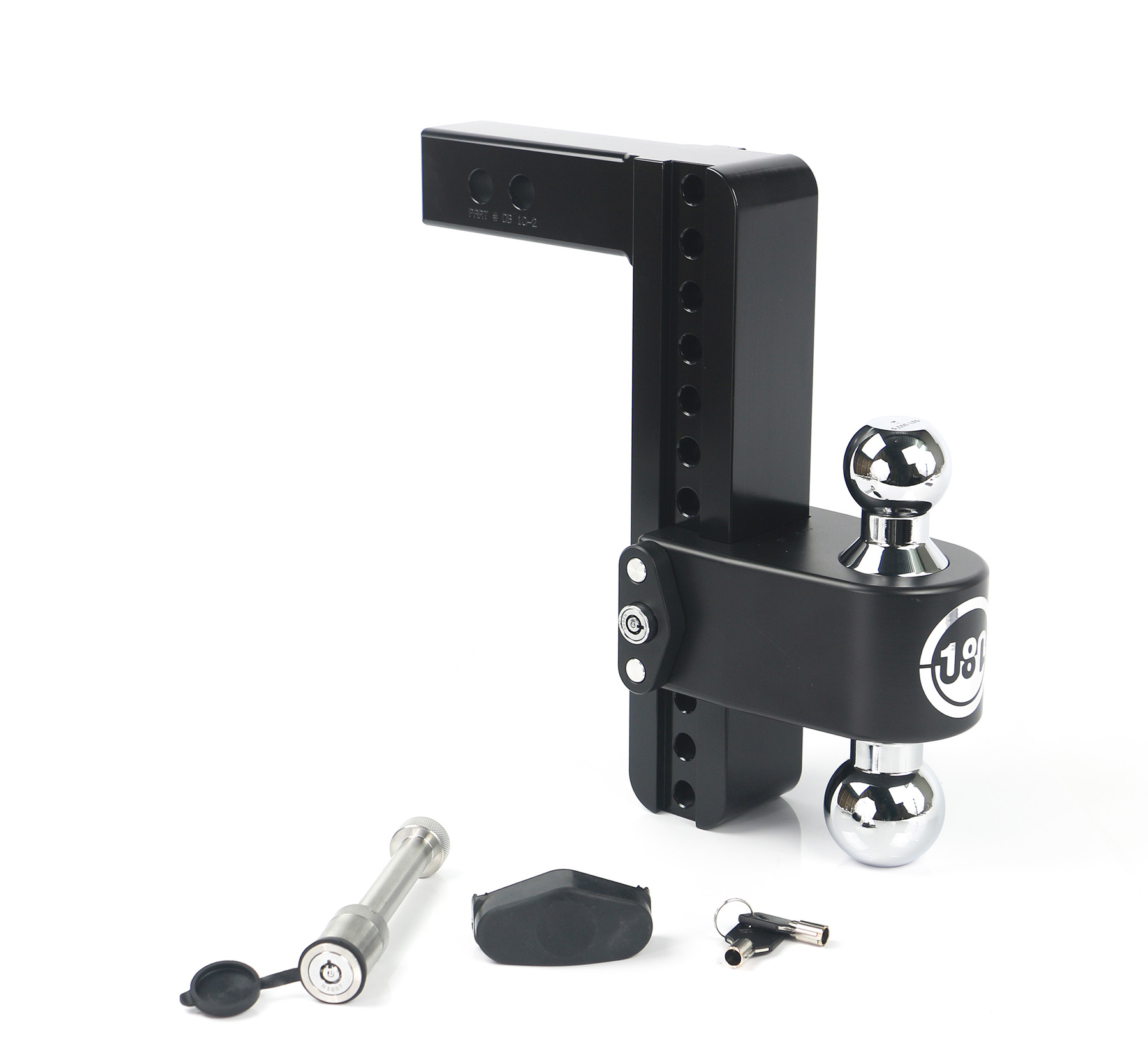 Weigh Safe Black 180 Hitch w/ Chrome Combo Ball - 10" Drop for 2" Shank w/Hitch Pin Lock CTB10-2-KA-CER-BLA