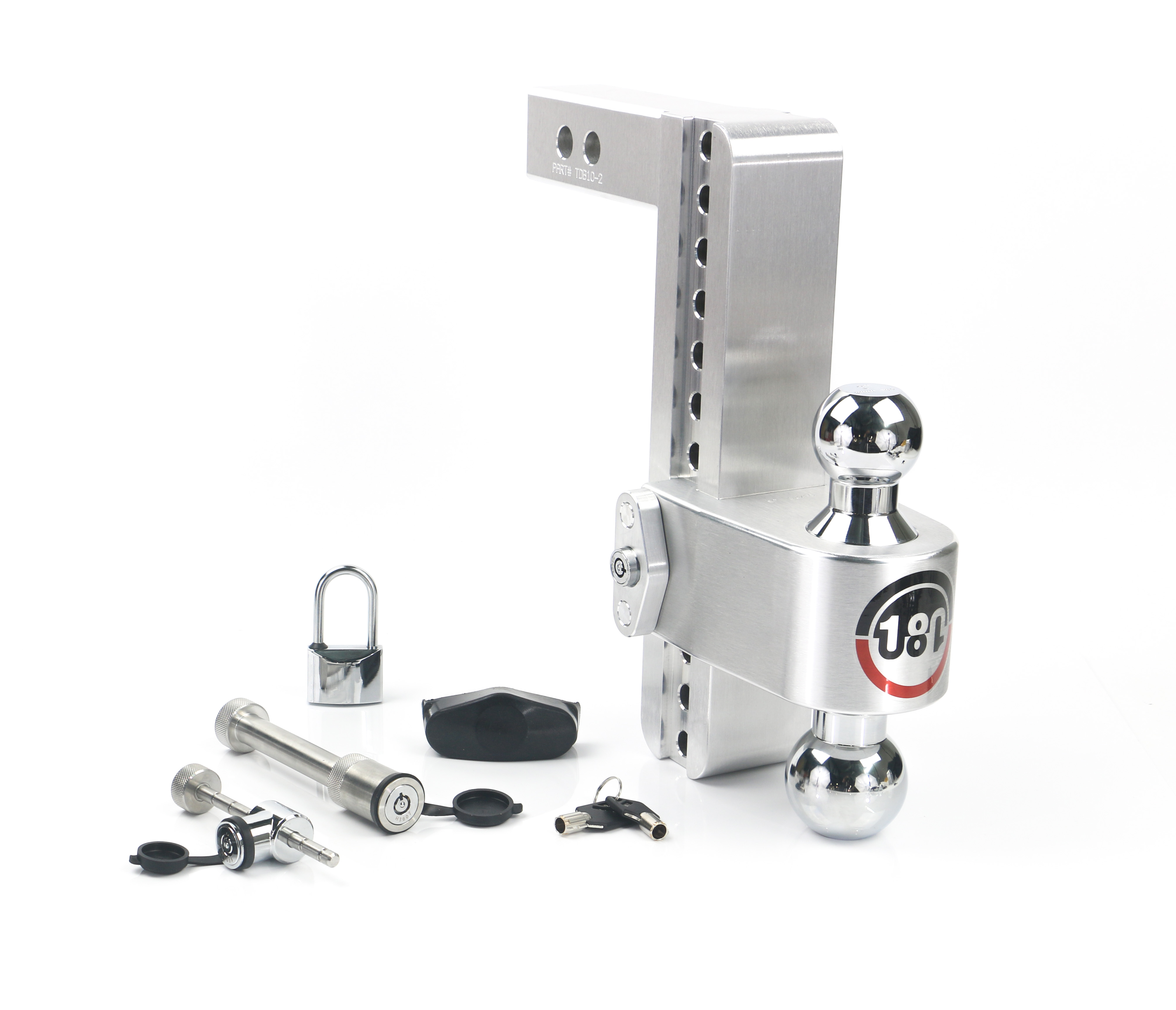 Weigh Safe 180 Hitch - Drop Hitch w/Chrome Combo Ball - 10" Drop for 2" Shank w/Lock Set CTB10-2-SET