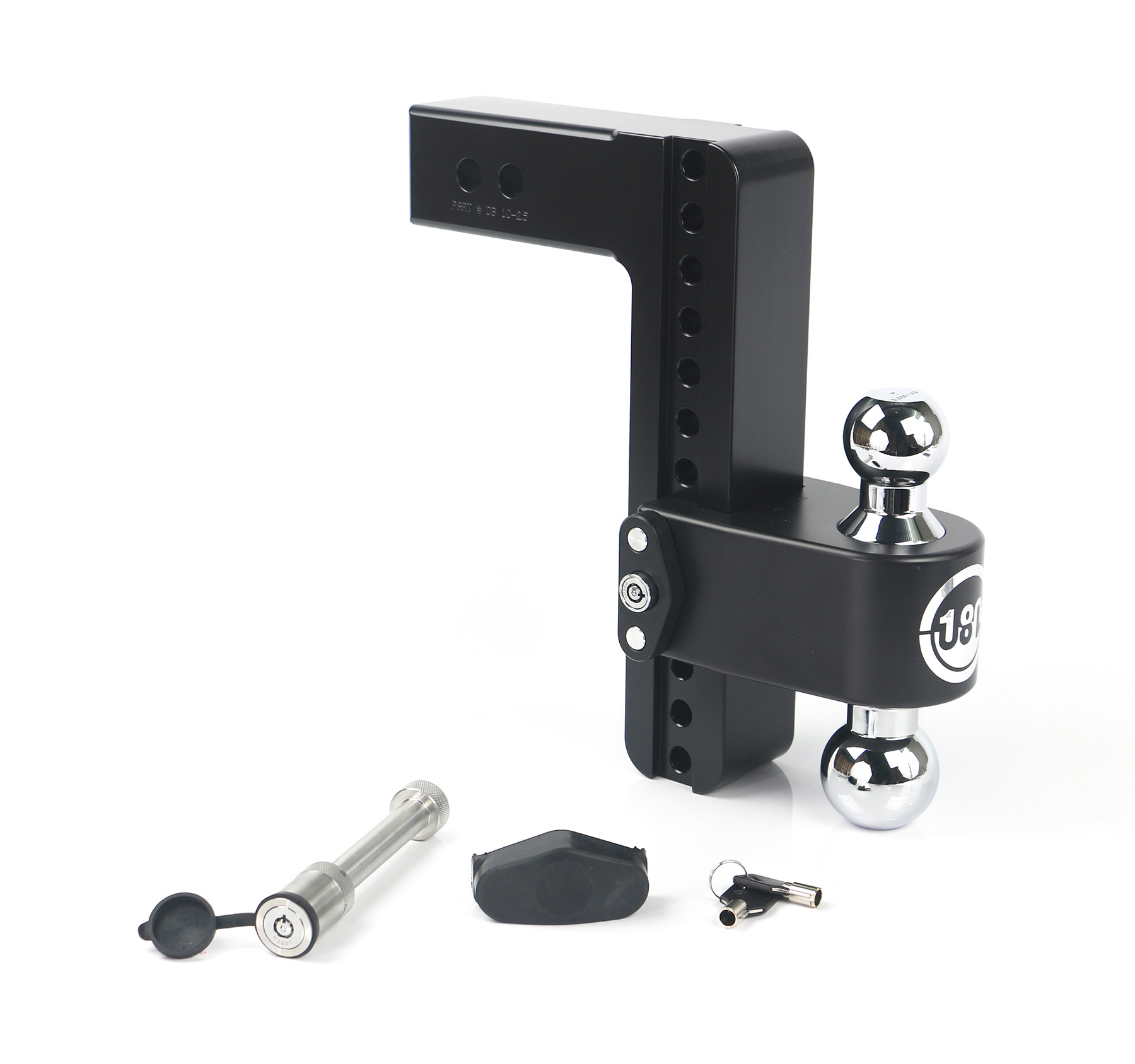 Weigh Safe Black 180 Hitch w/ Chrome Combo Ball- 10" Drop for 2.5" Shank w/Hitch Pin Lock CTB10-2.5-KA-CER-BLA