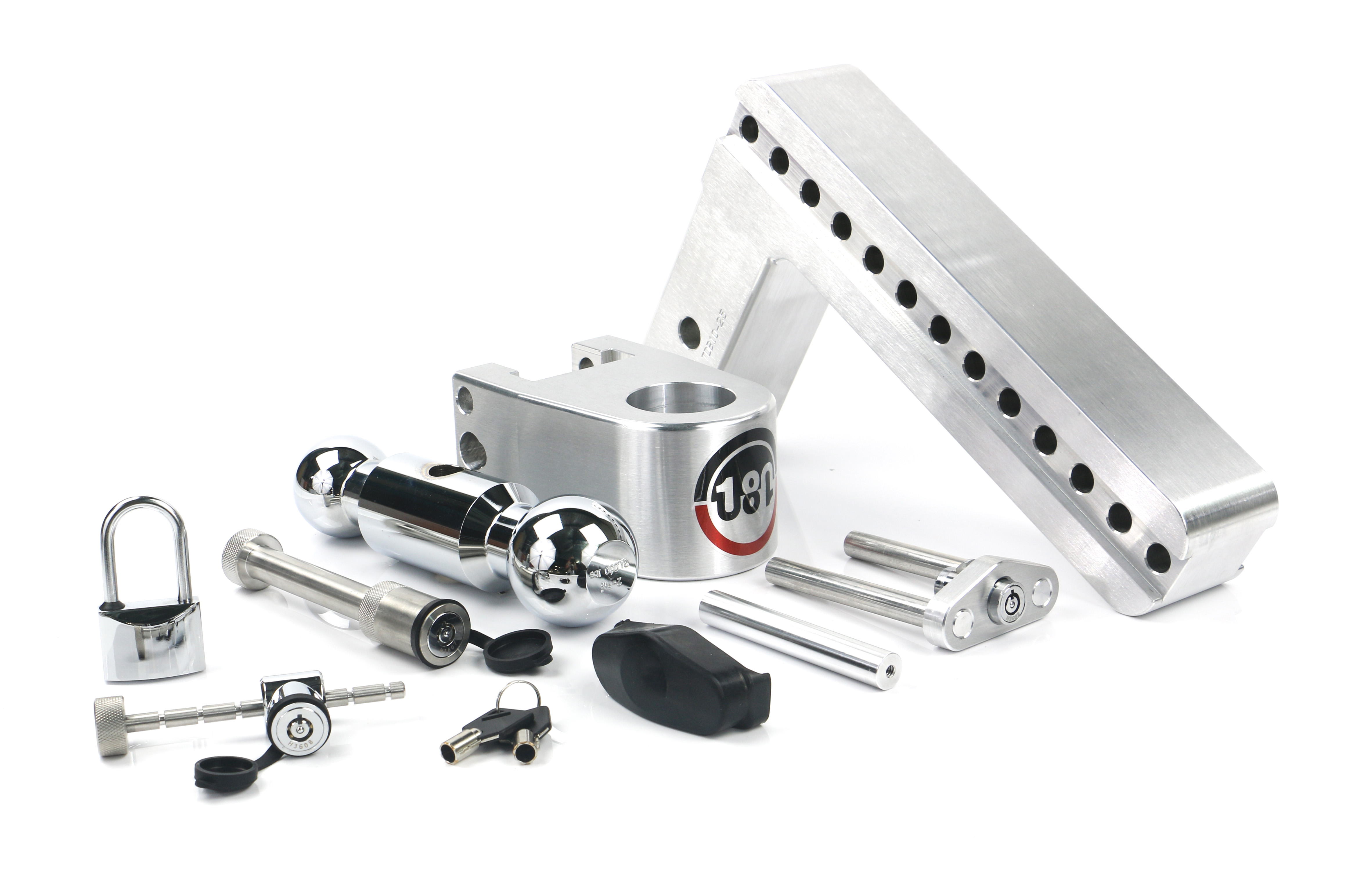 Weigh Safe 180 Hitch - Drop Hitch w/Chrome Combo Ball - 10" Drop for 2.5" Shank w/Lock Set CTB10-2.5-SET