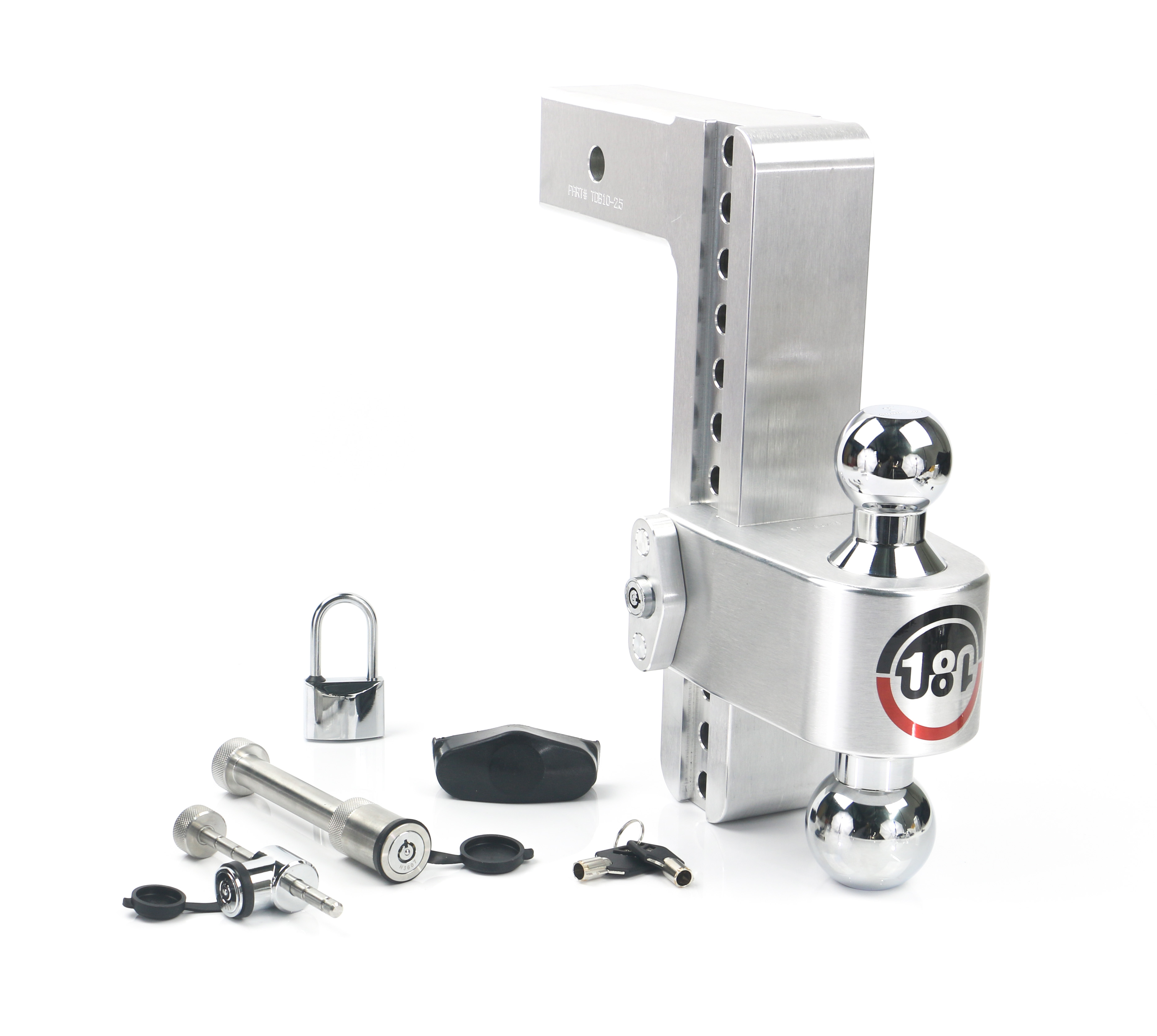 Weigh Safe 180 Hitch - Drop Hitch w/Chrome Combo Ball - 10" Drop for 2.5" Shank w/Lock Set CTB10-2.5-SET