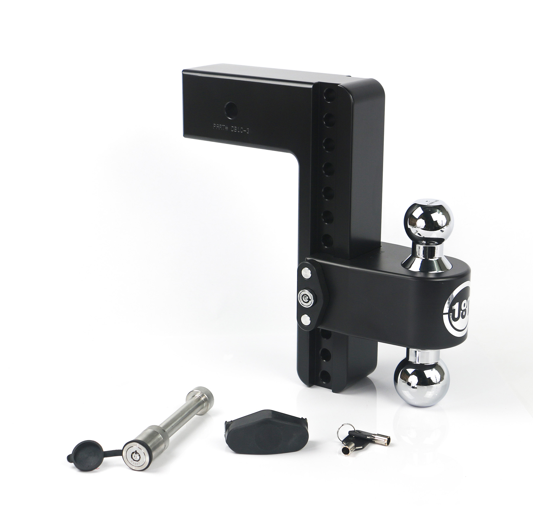 Weigh Safe Black 180 Hitch w/ Chrome Combo Ball - 10" Drop for 3" Shank w/Hitch Pin Lock CTB10-3-KA-CER-BLA