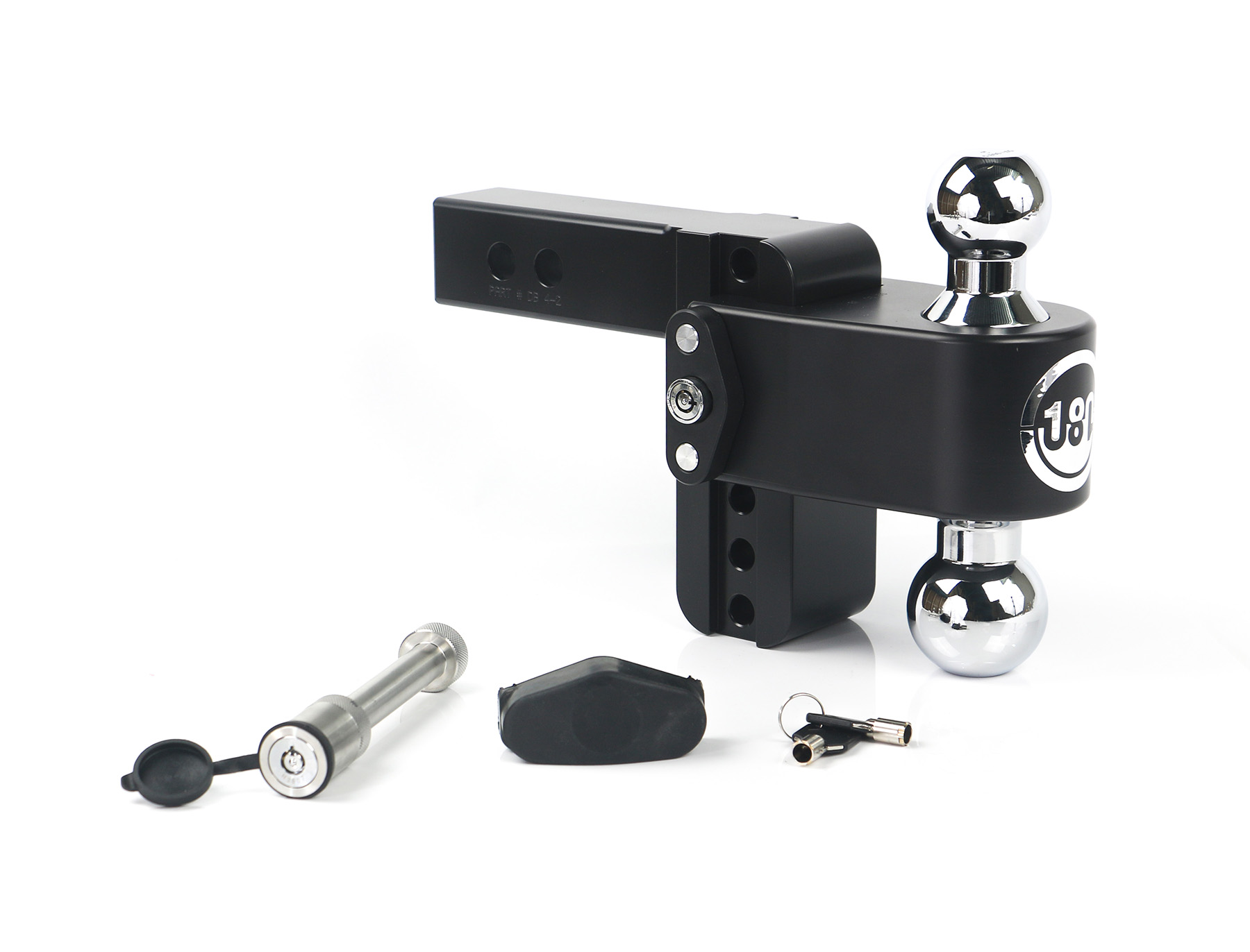 Weigh Safe Black 180 Hitch w/ Chrome Combo Ball - 4" Drop for 2" Shank - w/Hitch Pin Lock CTB4-2-KA-CER-BLA