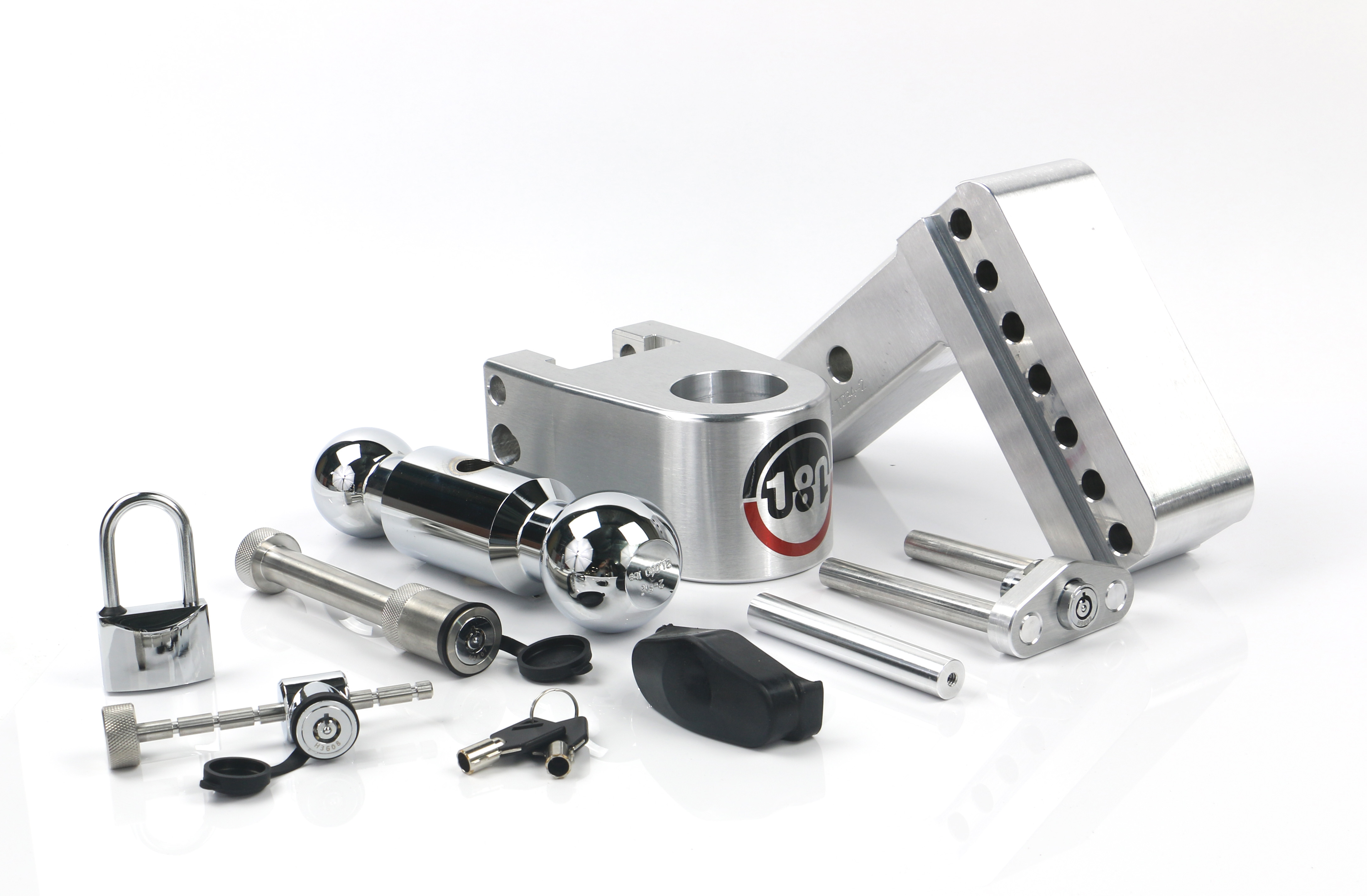 Weigh Safe 180 Hitch - Drop Hitch w/Chrome Combo Ball - 4" Drop for 2" Shank w/Lock Set CTB4-2-SET