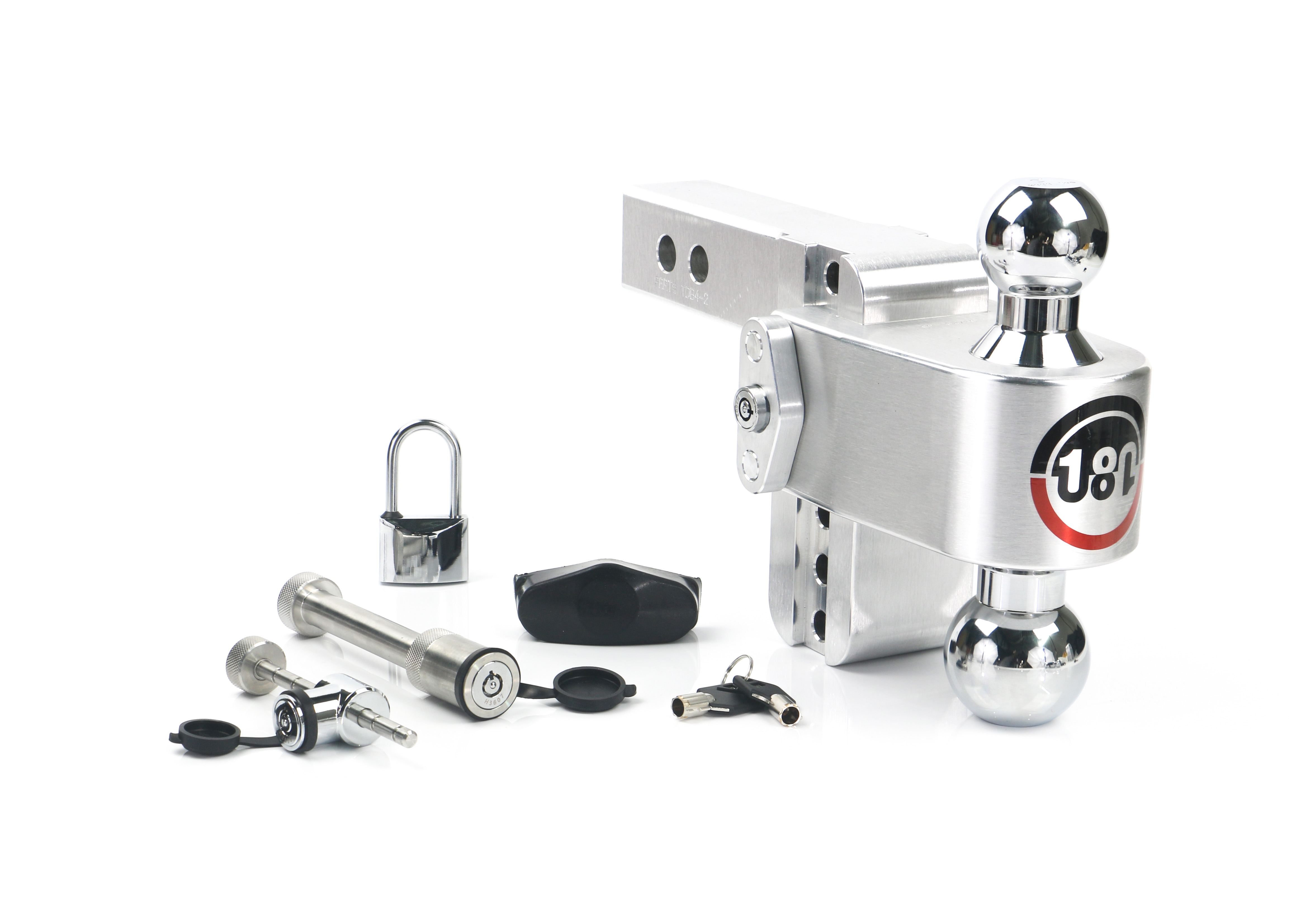 Weigh Safe 180 Hitch - Drop Hitch w/Chrome Combo Ball - 4" Drop for 2" Shank w/Lock Set CTB4-2-SET