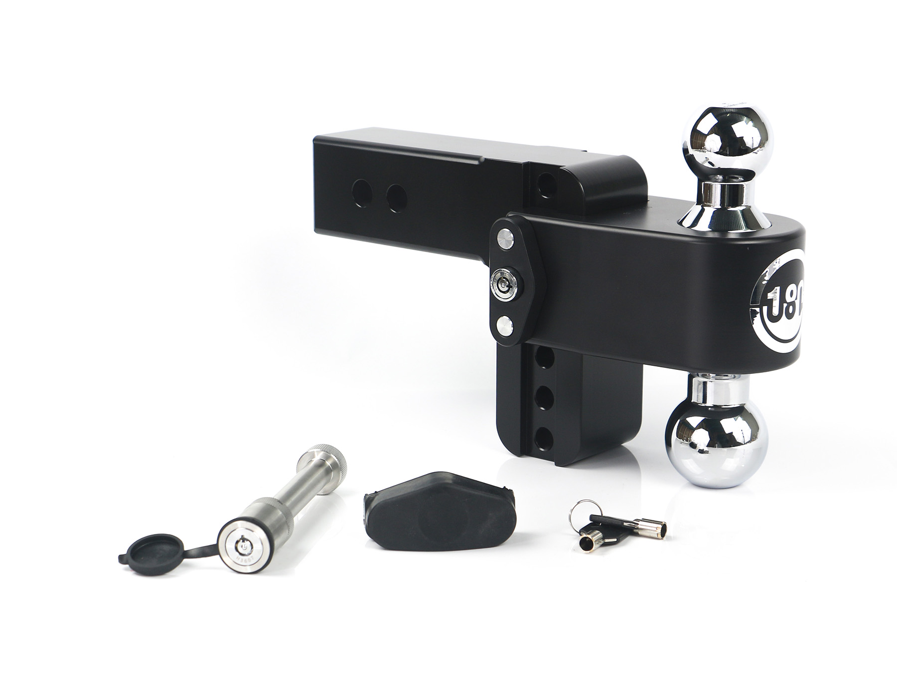 Weigh Safe Black 180 Hitch w/ Chrome Combo Ball - 4" Drop for 2.5" Shank w/Hitch Pin Lock CTB4-2.5-KA-CER-BLA