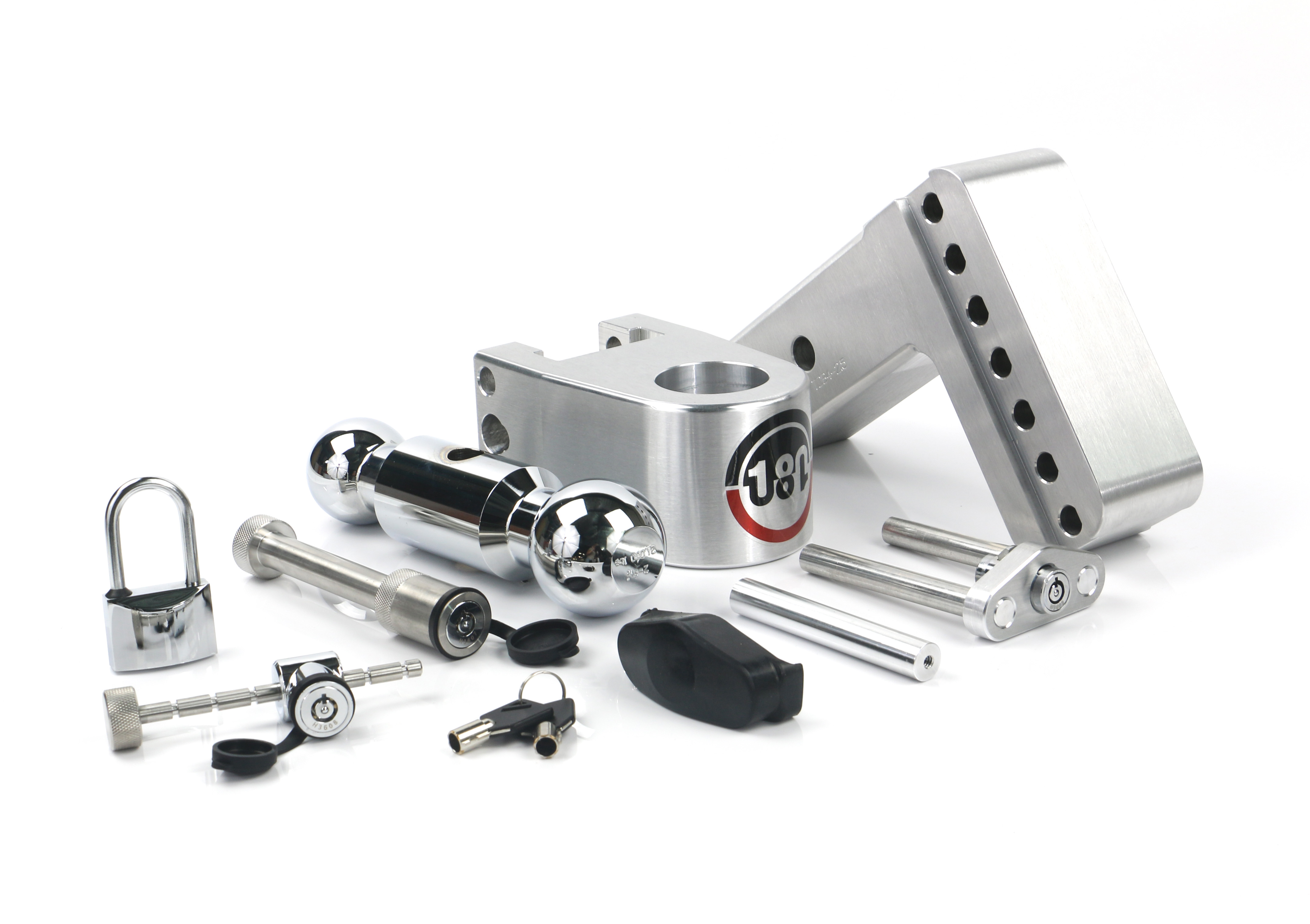 Weigh Safe 180 Hitch - Drop Hitch w/Chrome Combo Ball - 4" Drop for 2.5" Shank w/Lock Set CTB4-2.5-SET